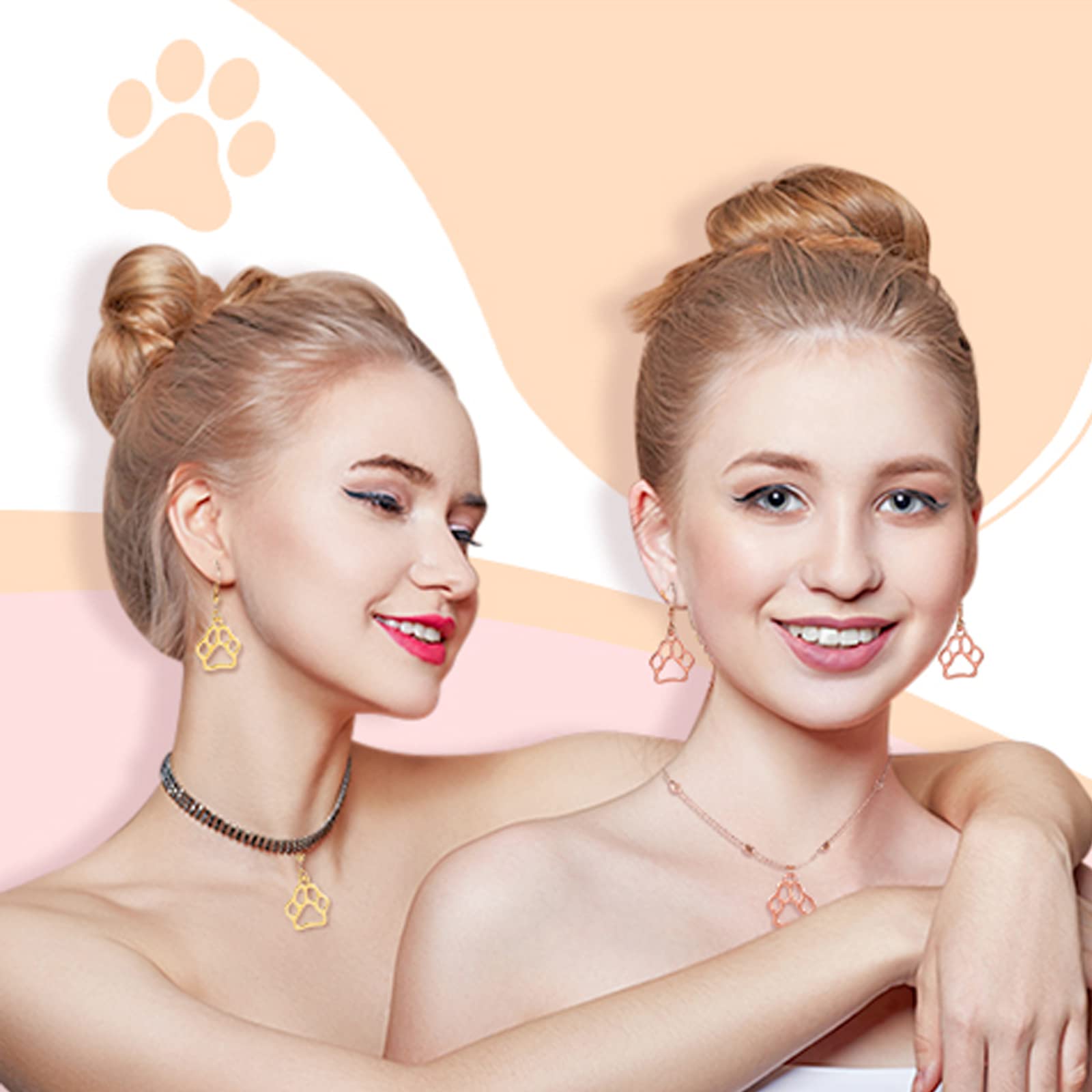 VICZON 19 Pieces Cat Dog Paw Charm Colourful Pendant Metal Necklaces Accessories 4 Styles Dog Paw Print Charm for Necklace Jewellery Making Earrings Bracelets - Image 4
