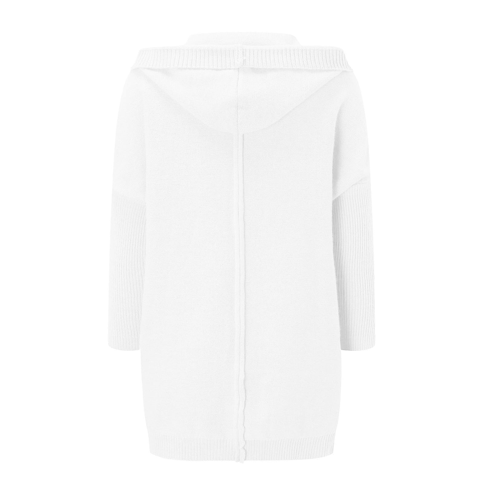 Cárdigan largo de punto grueso con capucha para mujer, chaqueta de suéter de otoño e invierno, sudadera con capucha de punto holgado y parte delantera abierta