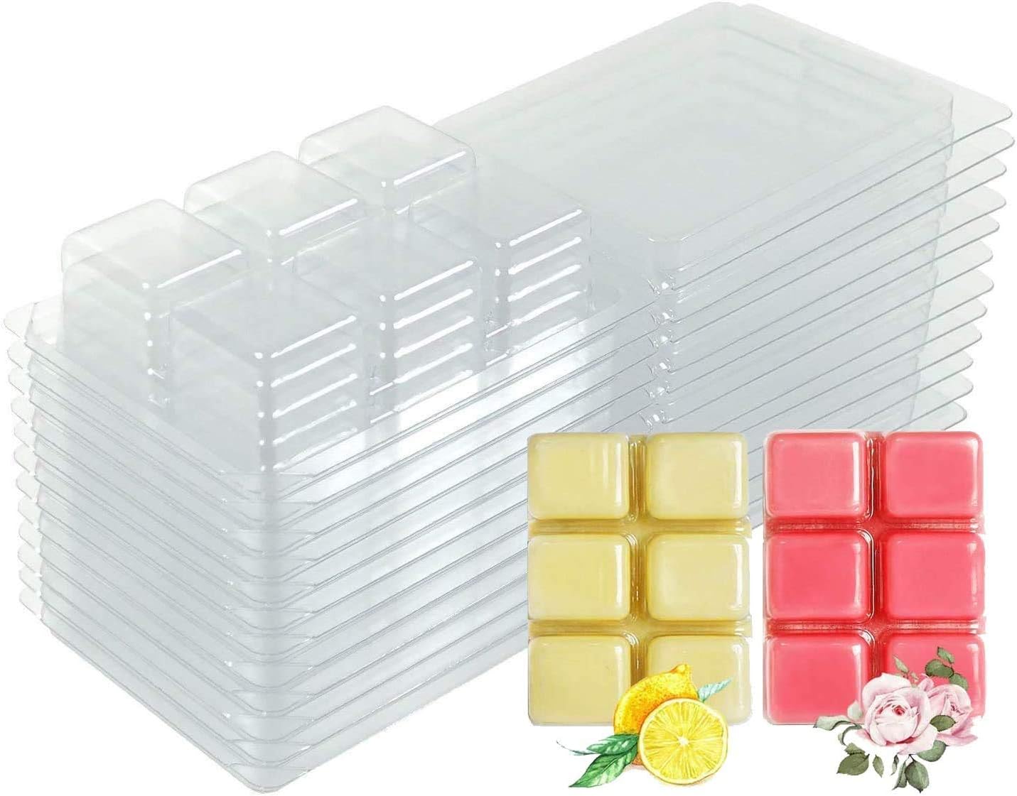 100 Pack Clear Empty Plastic Wax Melt Clamshells for Wickless Wax Melt Candles- Wax Melt Molds