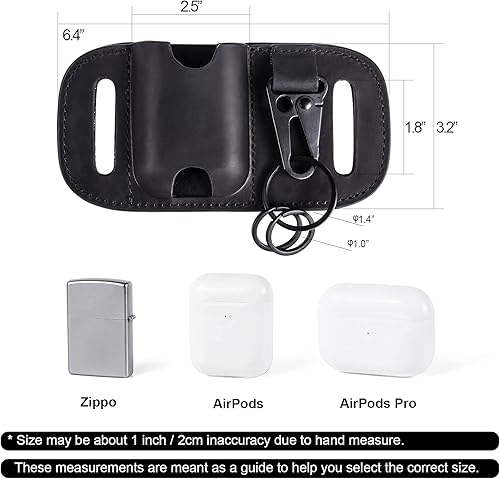 Miniatura 6 de Gentlestache Zippo - Funda para cinturón, funda de piel Zippo, funda para AirPods, bolsa más ligera para cinturón