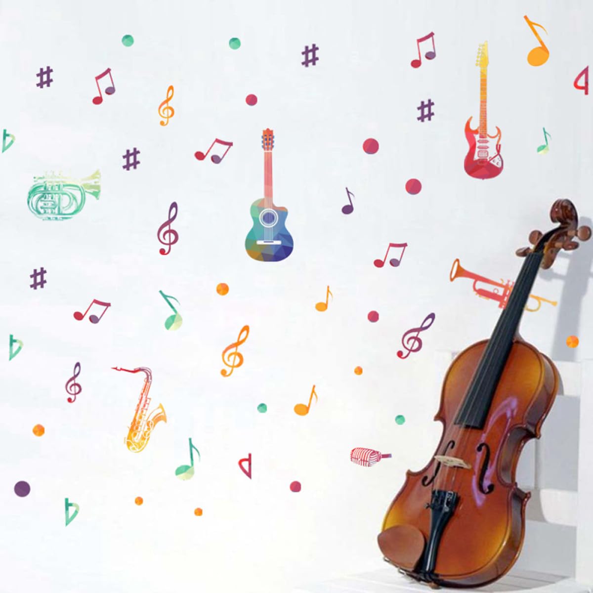 ARTIBETTER 8pièces Autocollants Muraux Musique Stickers Notes Musicales Autocollants Décoratifs Pour Salle De Musique Faciles à Appliquer Et Retirer Décoration Créative De Chambre