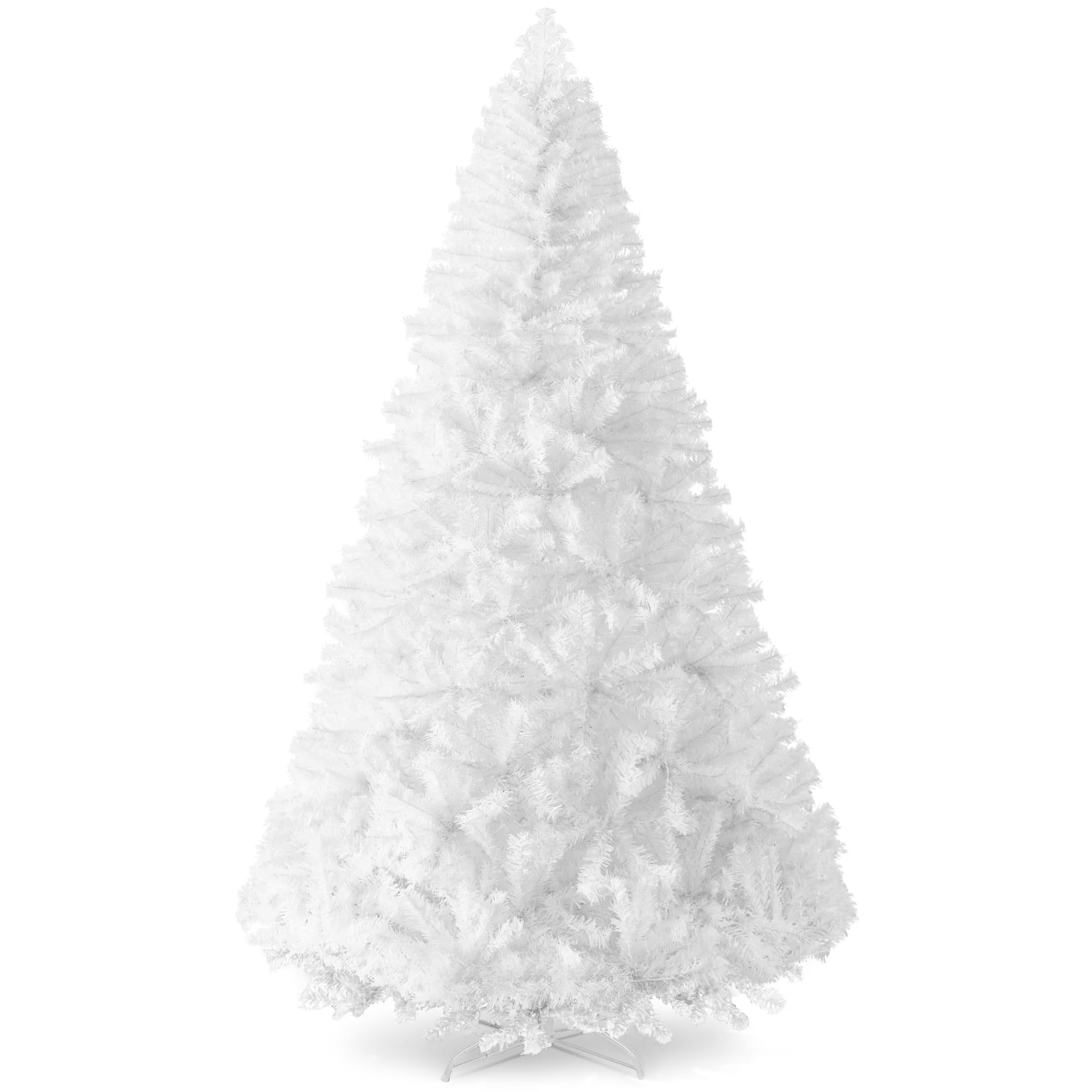 Best Choice Products Artificial Christmas Tree, 7.5ft Premium Unlit Pine Design, Dense Branches Realistic Holiday Décor w/Easy Assembly - White