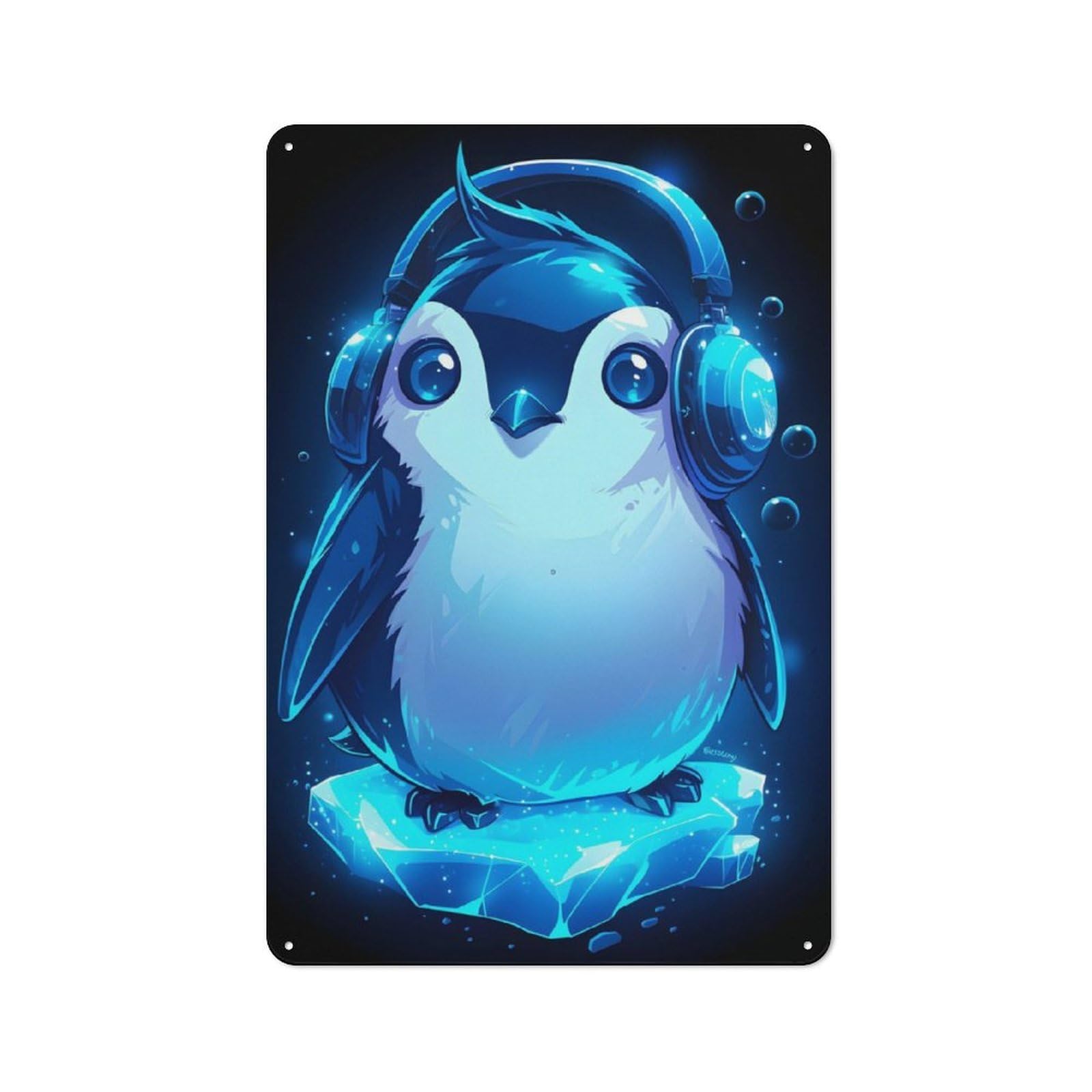 Junmoney Ice Cold Penguin Retro Metal Sign 30X20cm For Home Office Or Studio, Suited To Home Office Decor Fans