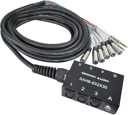 Seismic Audio SAHB-6x2x30 6 canales 30 pies compacto XLR Sub serpiente con 2 alimentaciones estéreo
