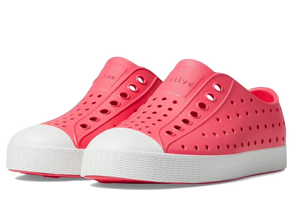 Native Shoes Kids Jefferson Slip-on Sneakers (Little Kid/Big Kid) (Dazzle Pink/Shell White) Kid's Shoes INTERNATIONAL SHIPPING