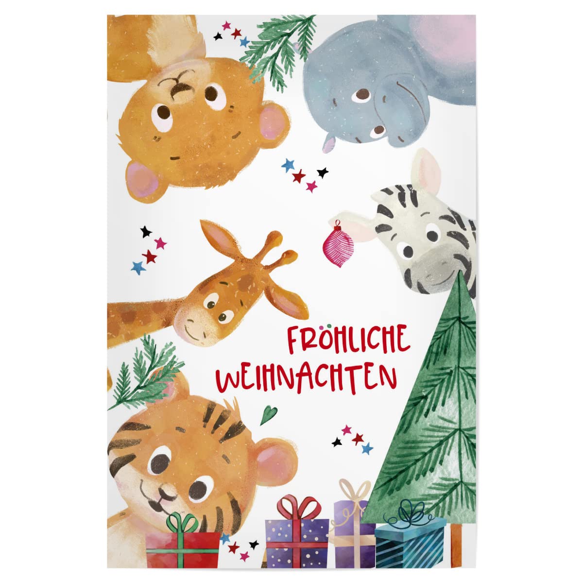 artboxONE Poster 120x80 cm Für Kinder Fröhliche Tiere an Weihnachten - Bild tiere adventskalender animals