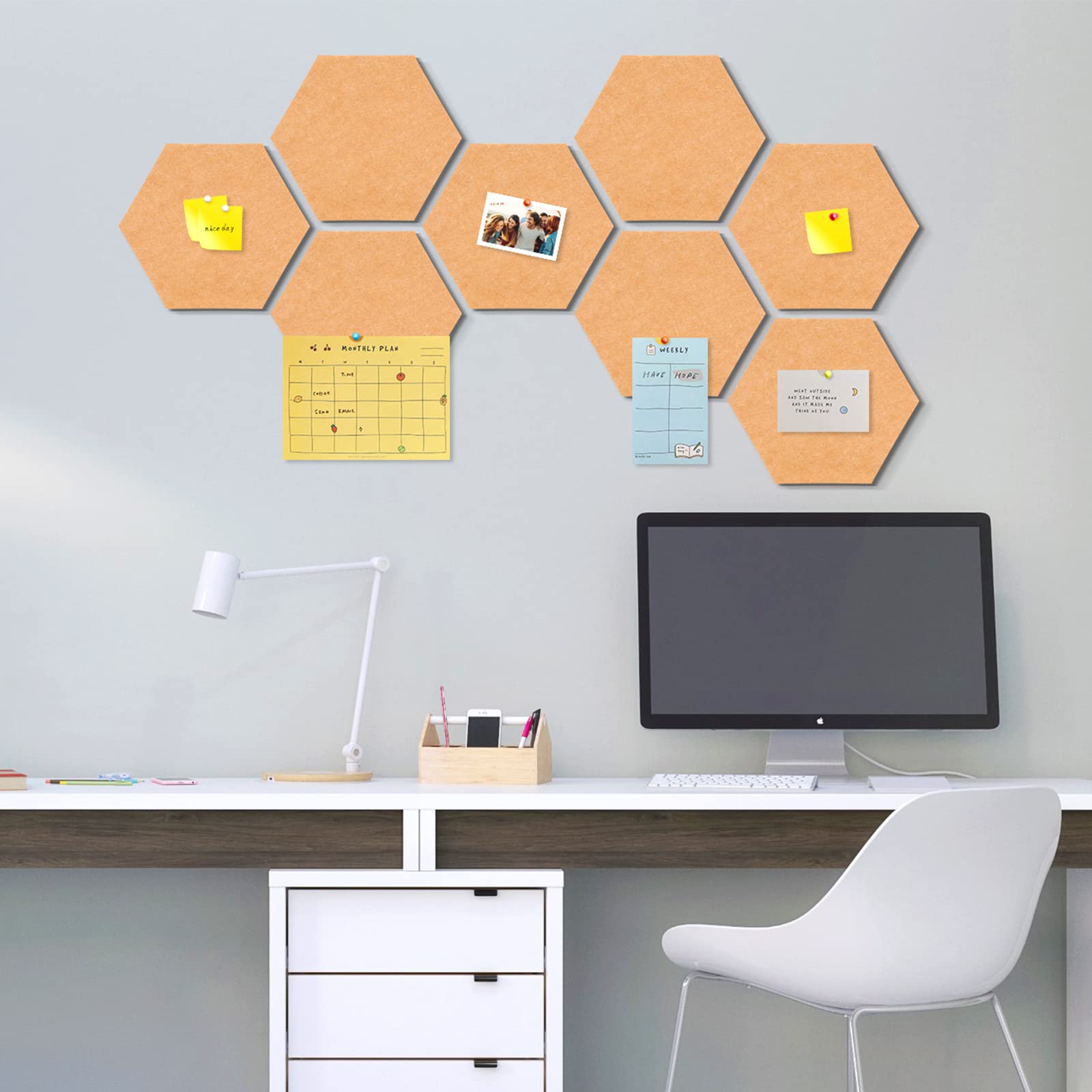 Felt Hexagon Bulletin Board with 20 Pins - Image 4