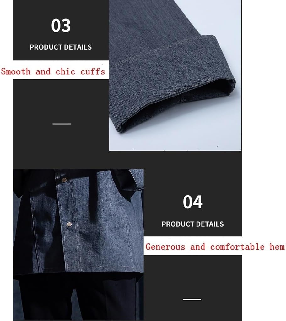Unisex Chef Coat Long Sleeve Kitchen Chef Jacket for Men Women Restaurant Cook Uniform Shirts Hotel Workwear