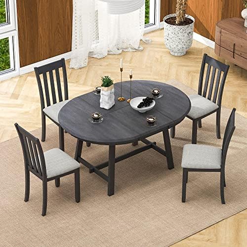Amazon.com - LUMISOL Dining Table Set for 4, Round Extendable Dining ...