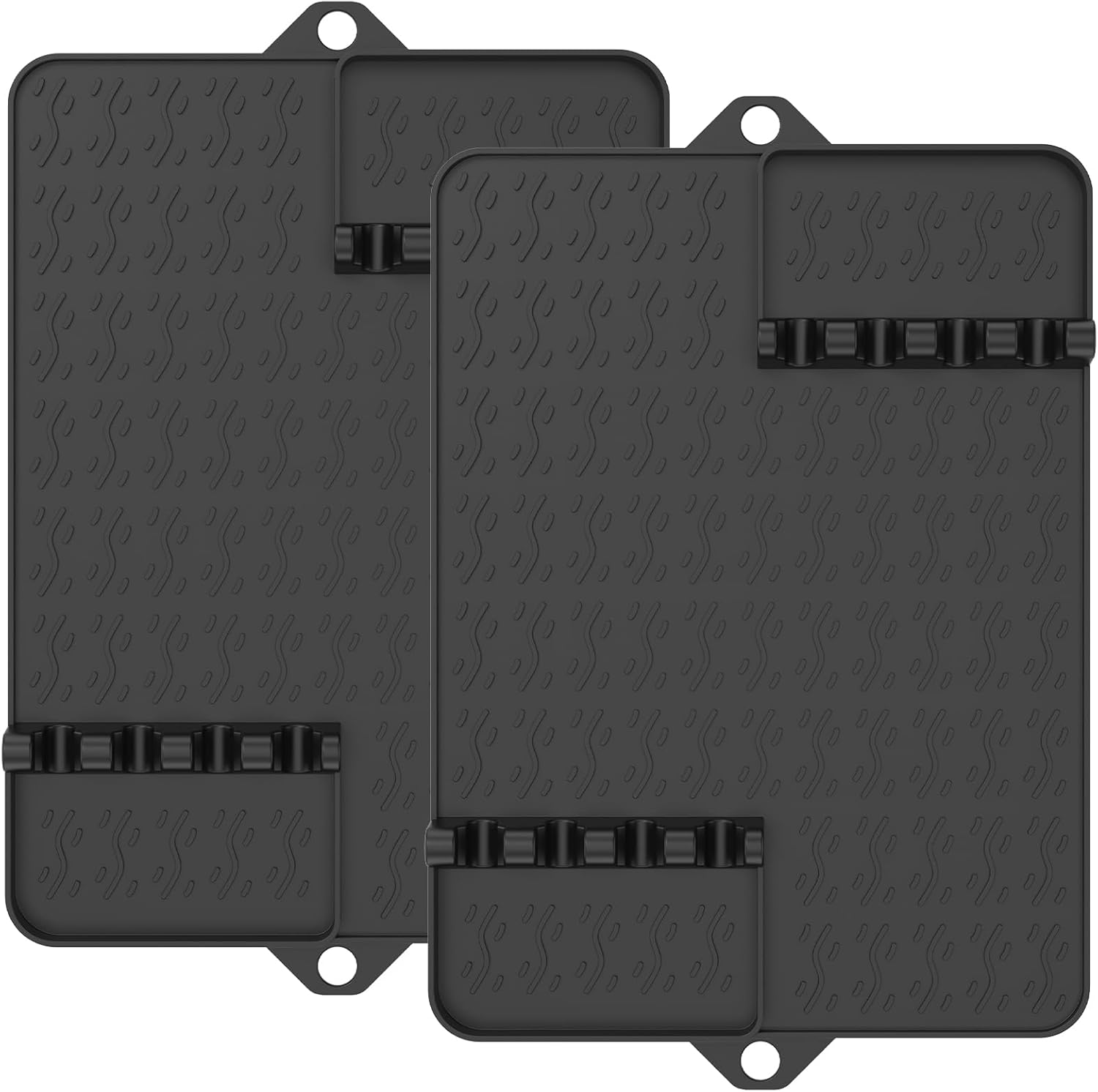 2Pcs Silicone Grill Mat Large Heat Resistant Non-Slip Spatula Mat for Outdoor BBQ Accessories(Black)