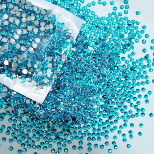 5600pcs Resin Flatback Rhinestones for Crafting, Sky Blue Silverback, 3mm SS12 Aquamarine Craft Rhinestones Beads, Non-Hotfix Light Blue Gems Stones Diamonds for DIY Nail Art