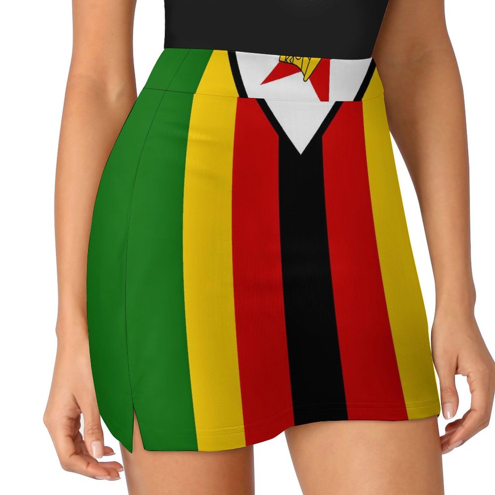 Melbrakin Zimbabwe Zimbabwean Flag Women's Athletic Skorts with Pocket Breathable Built-in Skort Skirt for Gym Training Workout Tennis