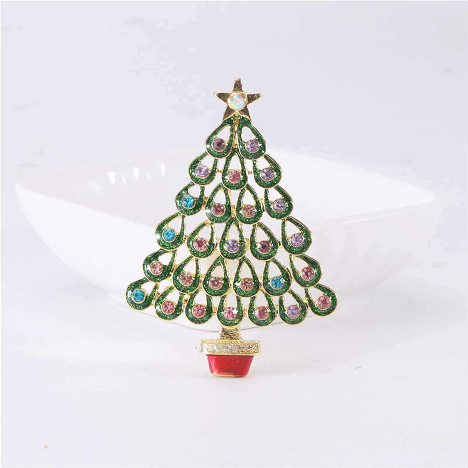 WXKAGF Broszki damskie Rhinestone broszka choinkowa emalia roślinna broszka Pin biżuteria prezent świąteczna biżuteria sukienka akcesoria do swetrów broszka Pin