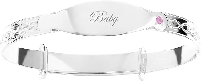 Dolce Valentina Personalised Sterling Silver Baby Christening Bracelet Expanding Adjustable Birthday Baby Gift Bangle 0-1 yrs