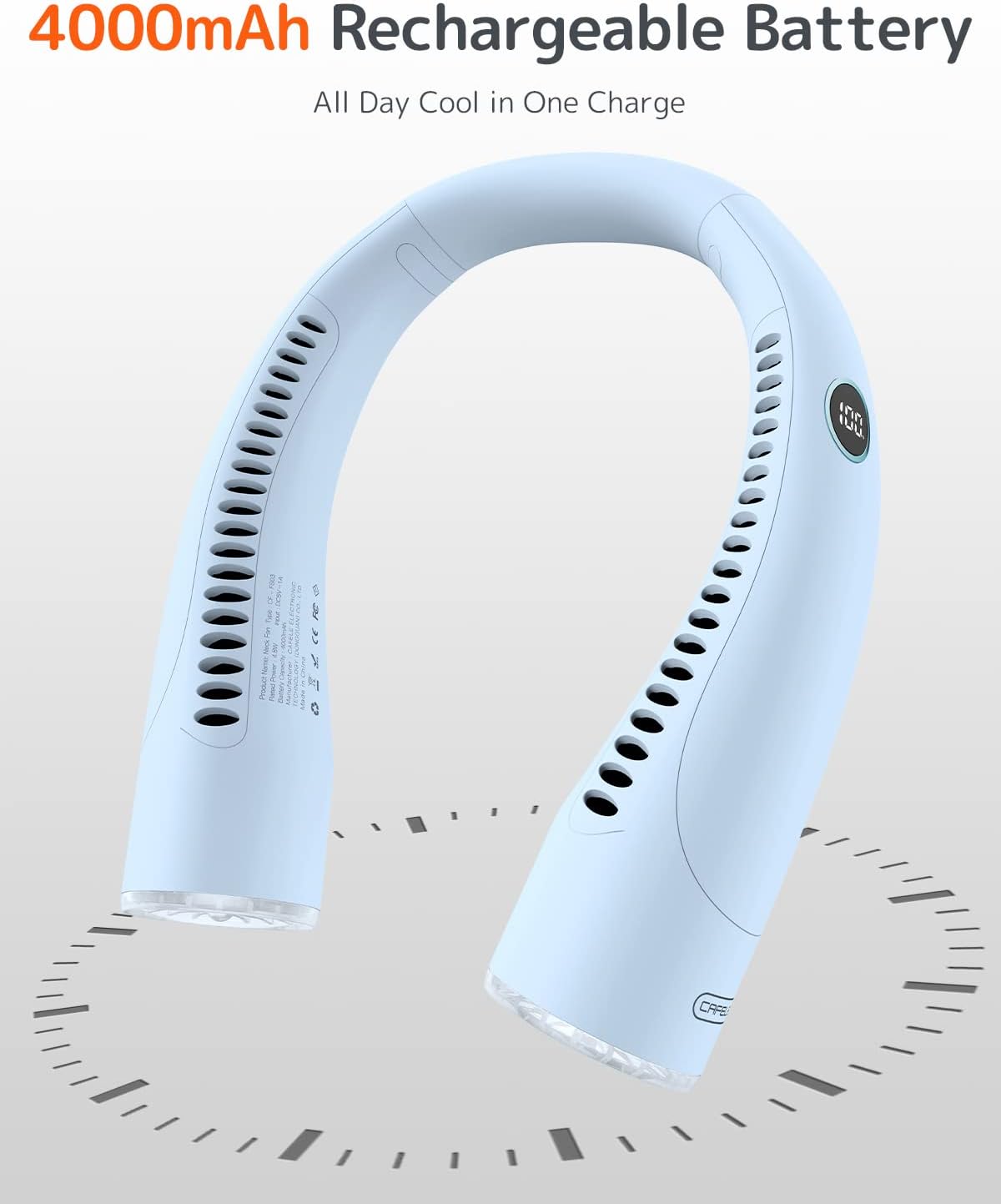 CAFELE Personal Neck Fan [Fit for Large Neck] Adjustable Bladeless Neck Fan, 17 Hours Max Operated Cooling Neck Fan, USB Rechargeable, 3 Speeds, Portable Fan for Home, Office, Travel, Women, Men
