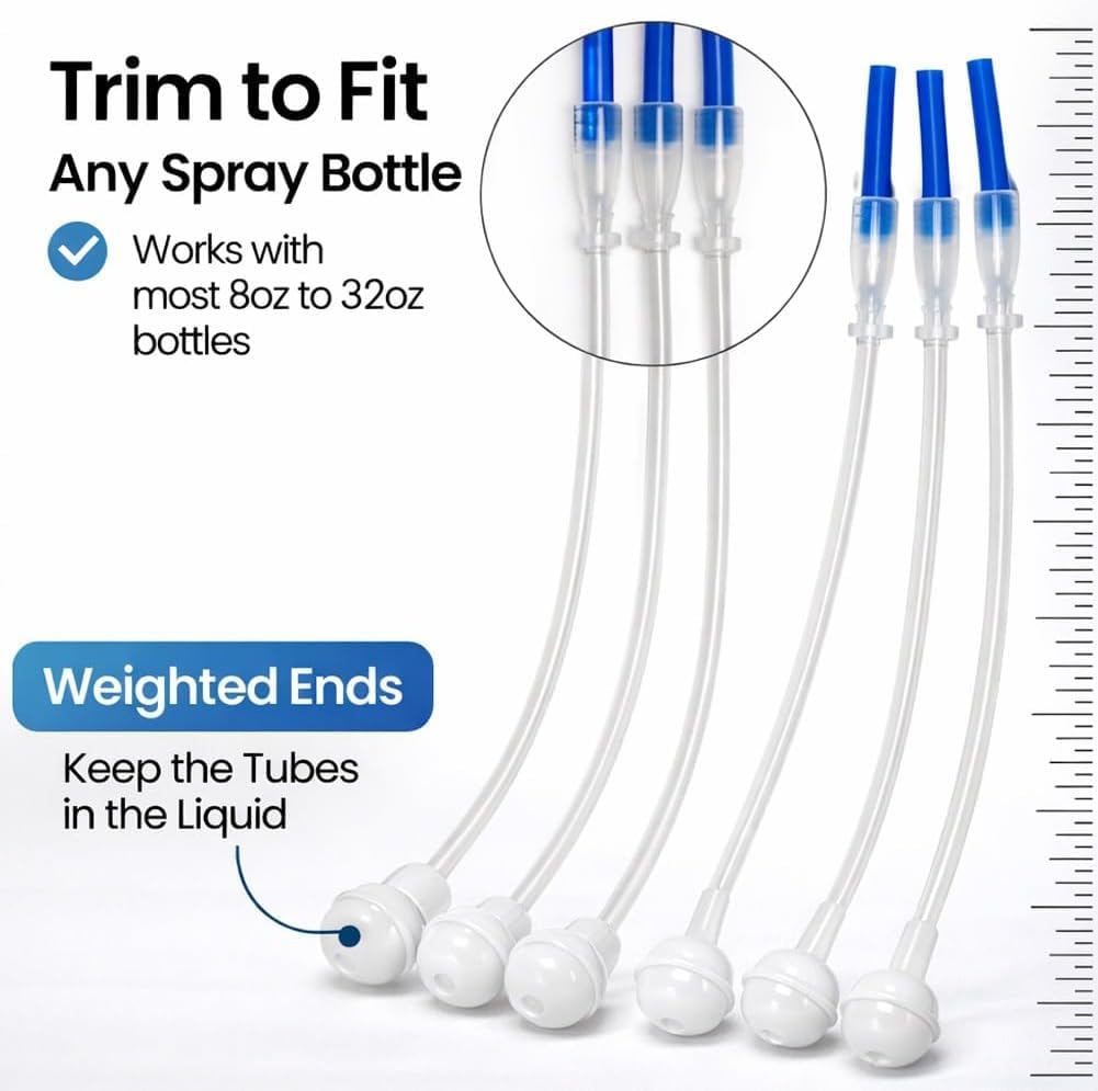 3-Pack Universal Fit 360° Spray Bottle Adapter, 4.3in Weighted Tube Replacement, tilted spray bottle adapter, Universal Connector, hose attachment for home office cleaning bottles (3pcs) — view 4
