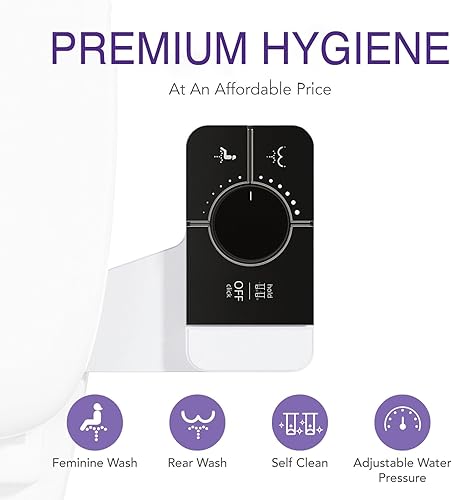 Miniatura 5 de Veken Accesorio de bidé ultrafino para inodoro con doble boquilla (lavado femeninoposterior), bidés higiénicos para inodoros existentes, rociador de