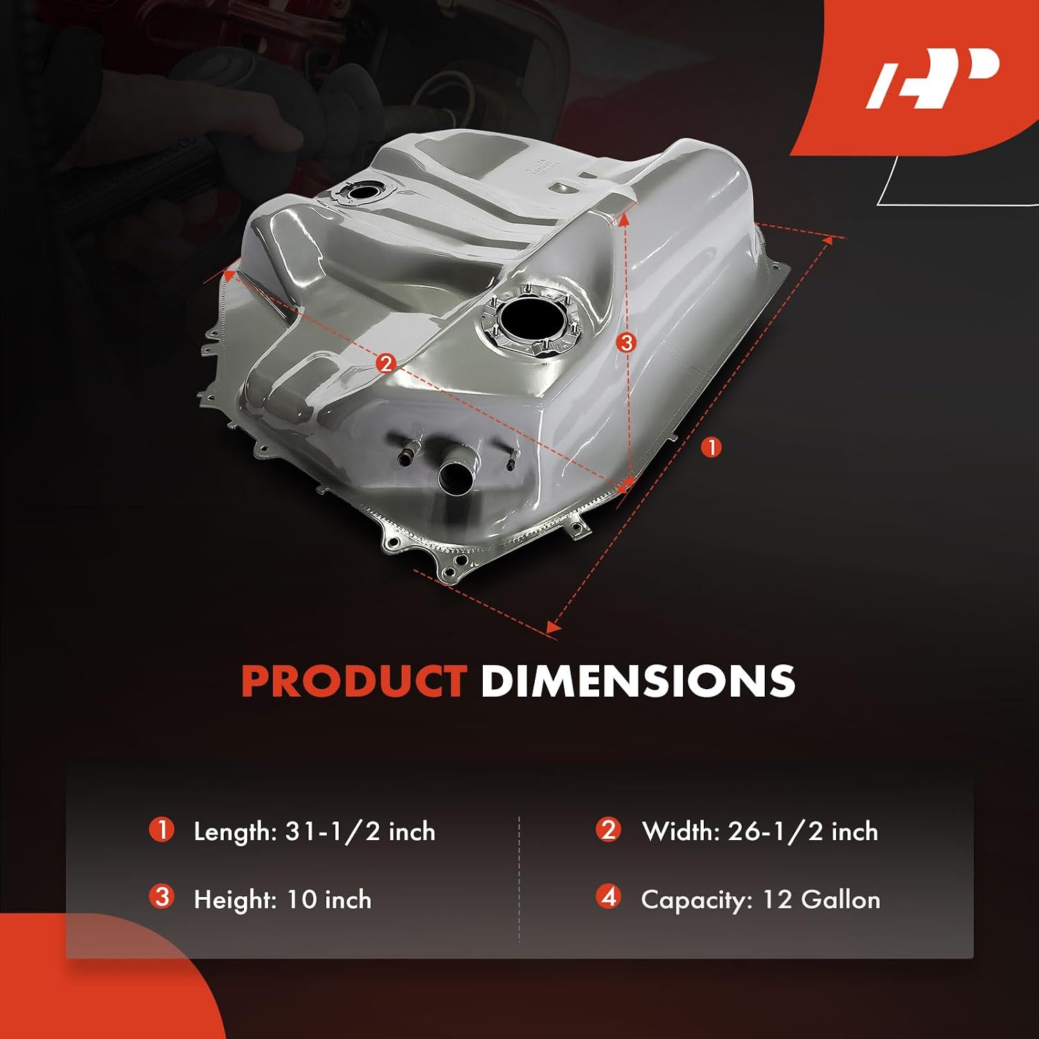 A-Premium Fuel Tank with Lock Ring & O-Ring Compatible with Honda Civic 1988 1989 1990 1991, 1.5L 1.6L, Gas, Replace# 17500SH4A31, 17500SH4A33