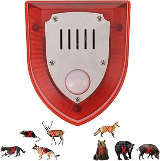 Solar Security Light Alarm with Motion Sensor and Flashing 6LED Light, 129dB Sound Security Siren for Orchard Tea Garden Villa Farm Animal Repeller, IP65 Waterproof