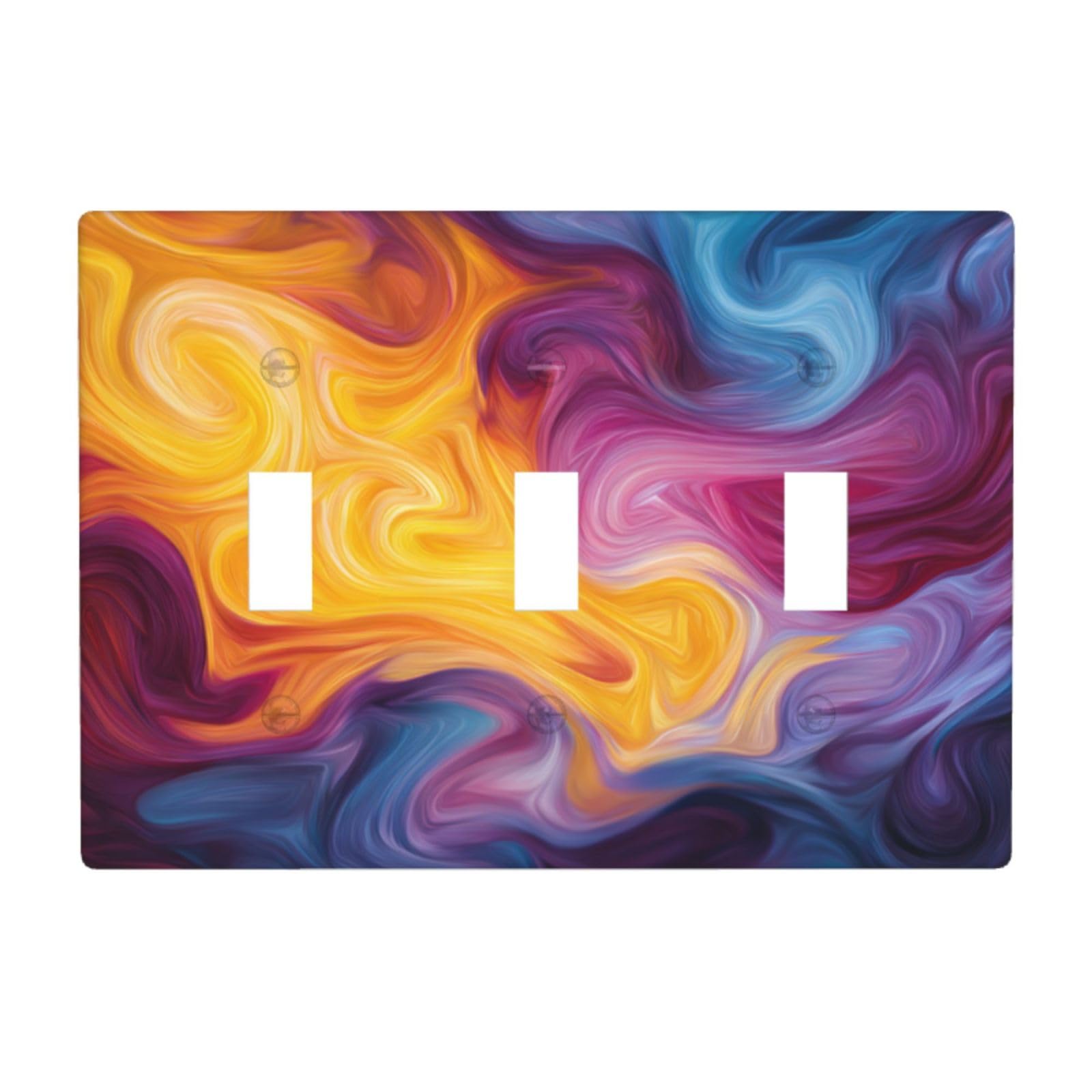 Abstract Colors and Shapes Swirling Light Switch Covers 3 Gang Triple Toggle Wall Plate Switchplate Electrical Faceplate for Bathroom Kitchen Bedroom Decor
