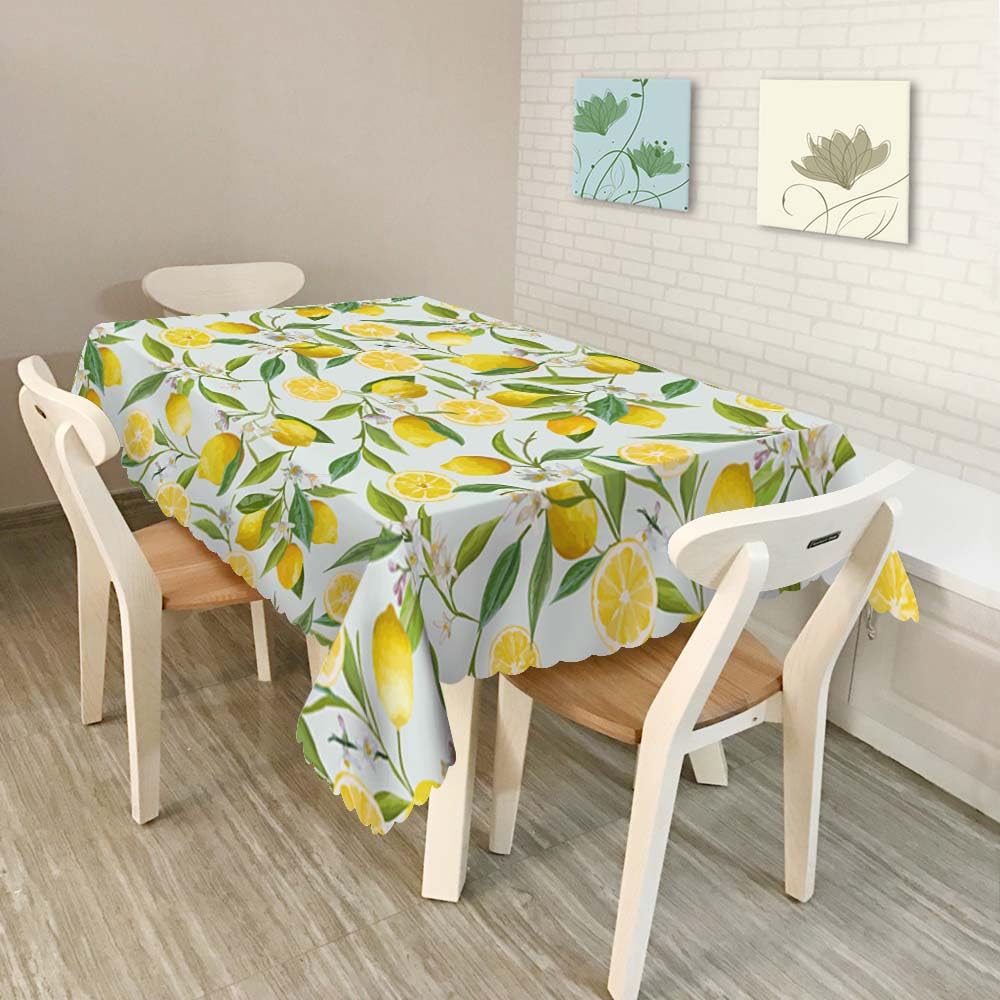 Walmsco Tablecloth Green Leaves Yellow Lemon Decor For Dining Room Kitchen Rectangular Table Cover 132 * 178cm - Image 4