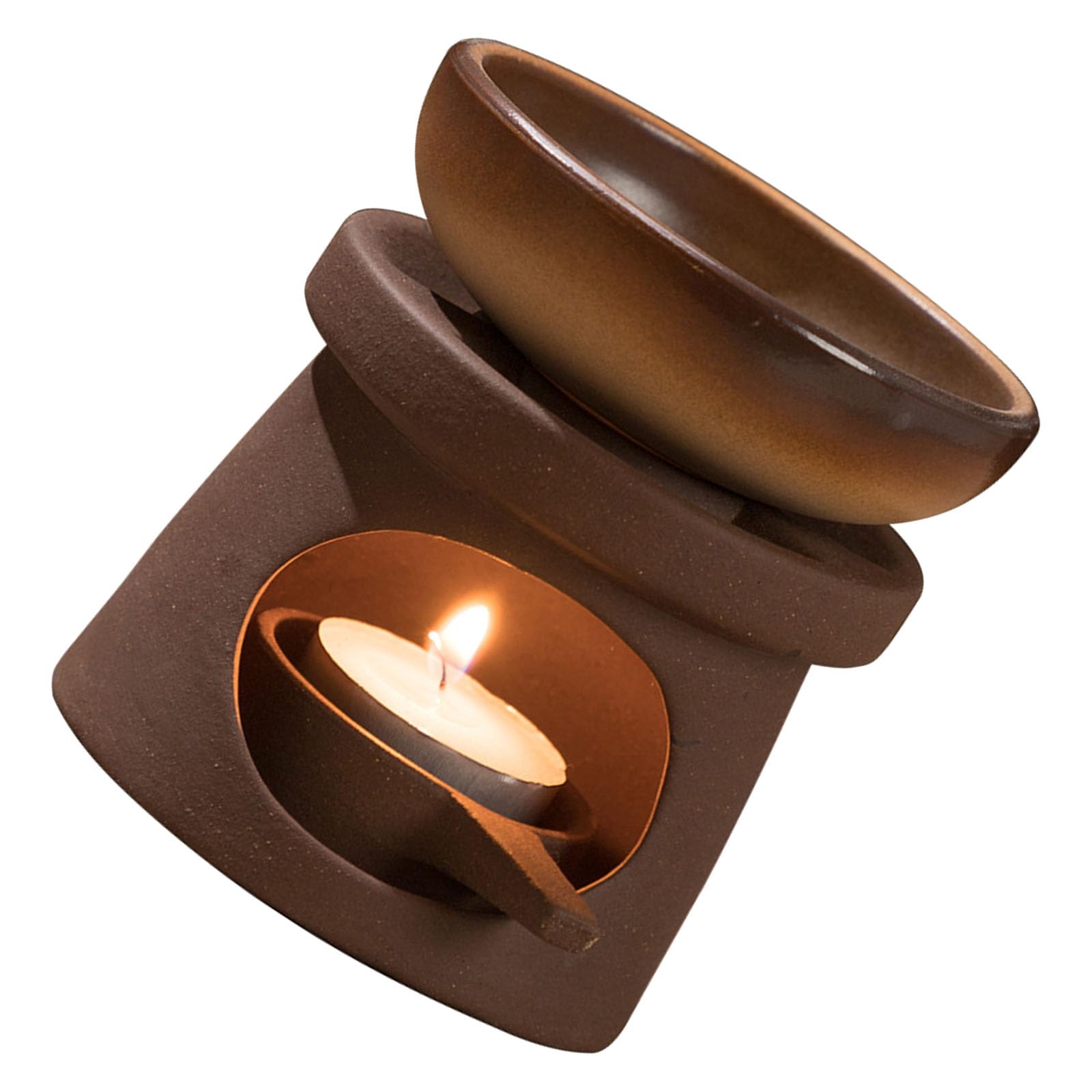 Our Fave Brown Essential Oil Burners Ceramics Oil Melter Aromatherapies Diffuser And Tealight Candle Holder Set For Home Bedroom Decors