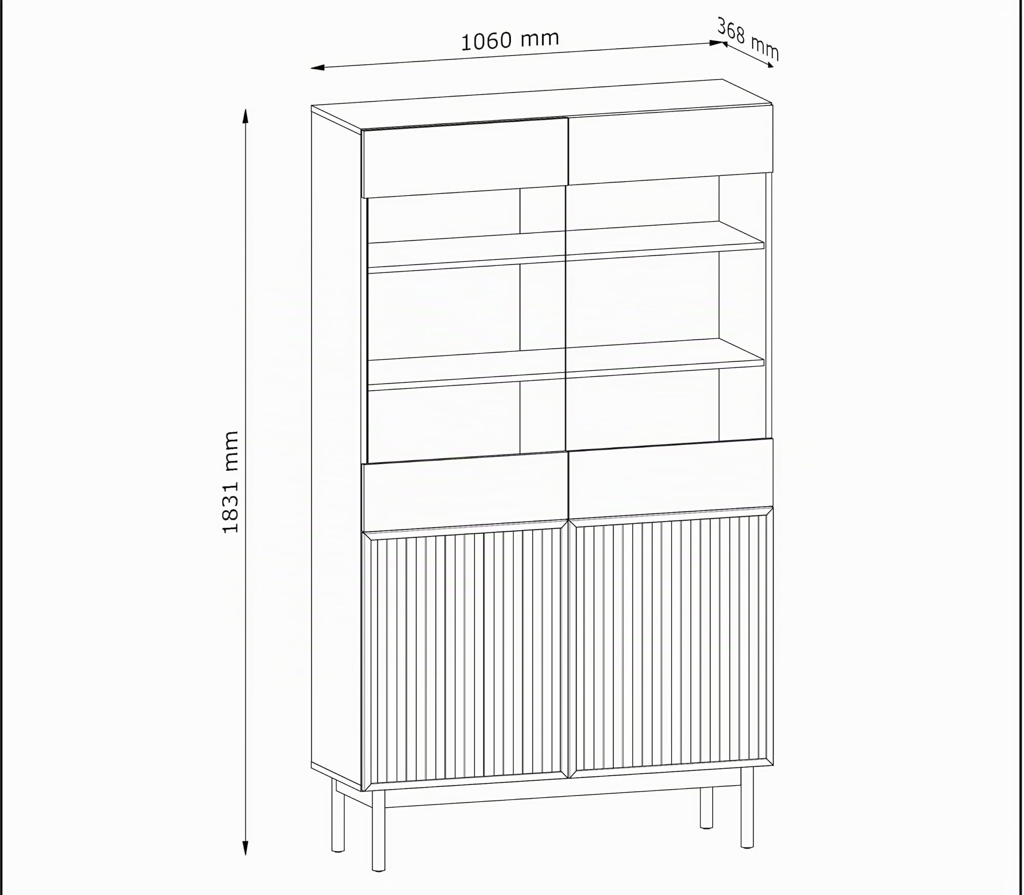 AXLIVING Vitrine Eiche Santarco W2D – 106 cm breit, Eiche Cremona