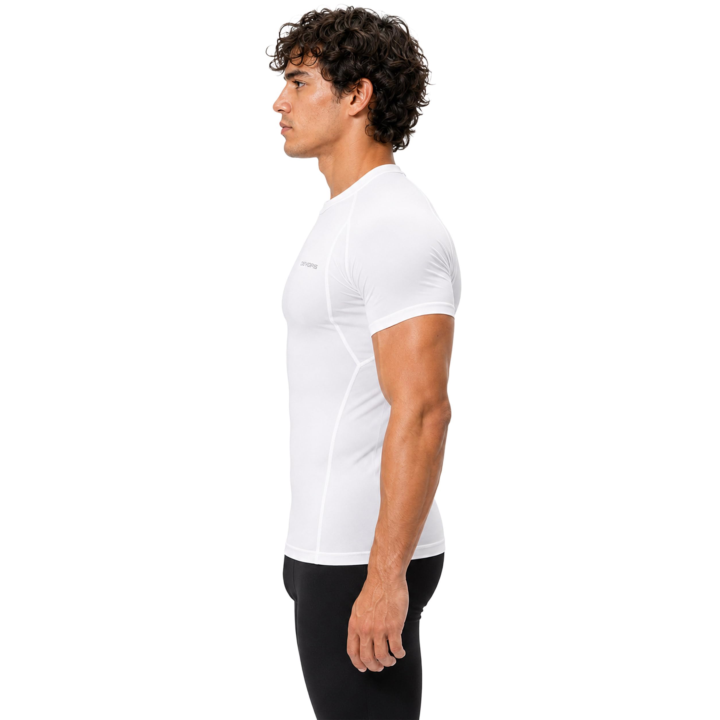 DEVOPS Paquete de 3 camisetas de compresión de manga corta para hombre, camisetas deportivas de capa base, camiseta de entrenamiento atlético