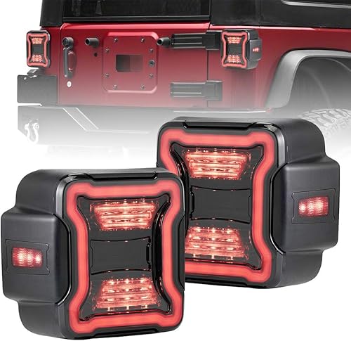 FIERYRED Luces traseras LED compatibles con Jeep Wrangler JL 2018-2024, luces de marcha atrás, luces de marcha diurna