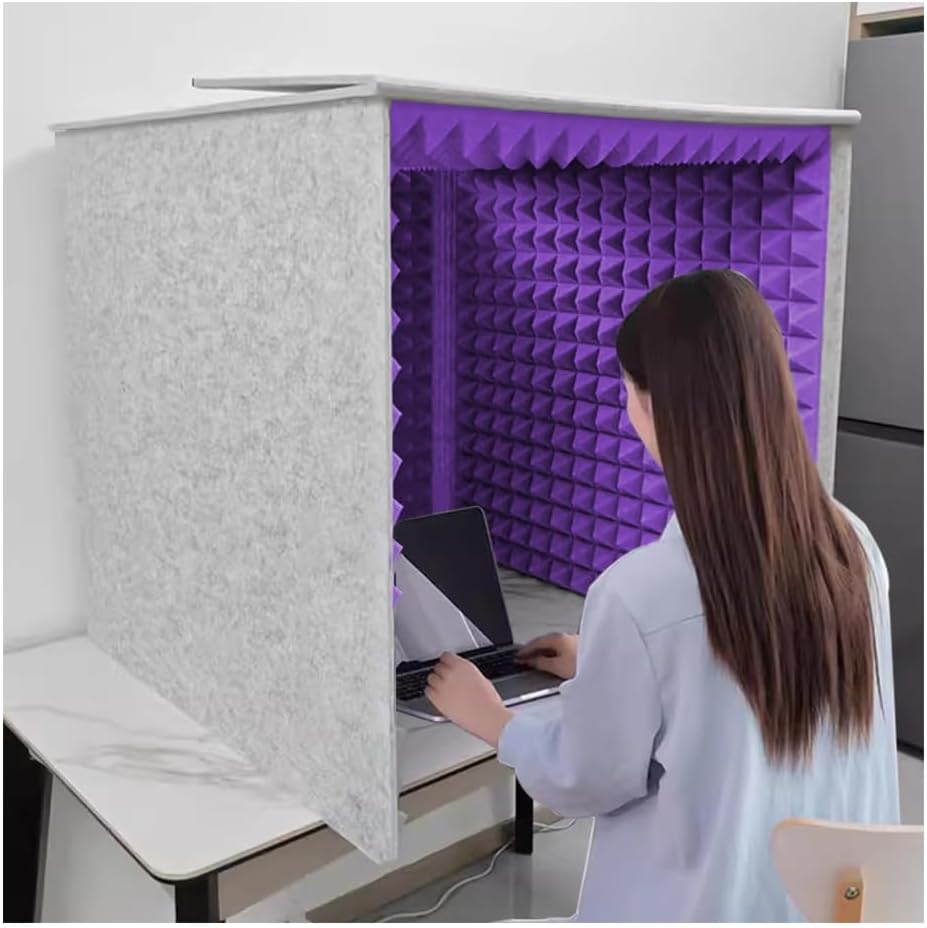 Square Compact Recording Studio, Portable Sound Isolation Booth, Desktop Tabletop Soundproof Box, Acoustic Noise Shield for Podcasts Singing Home,23.6in
