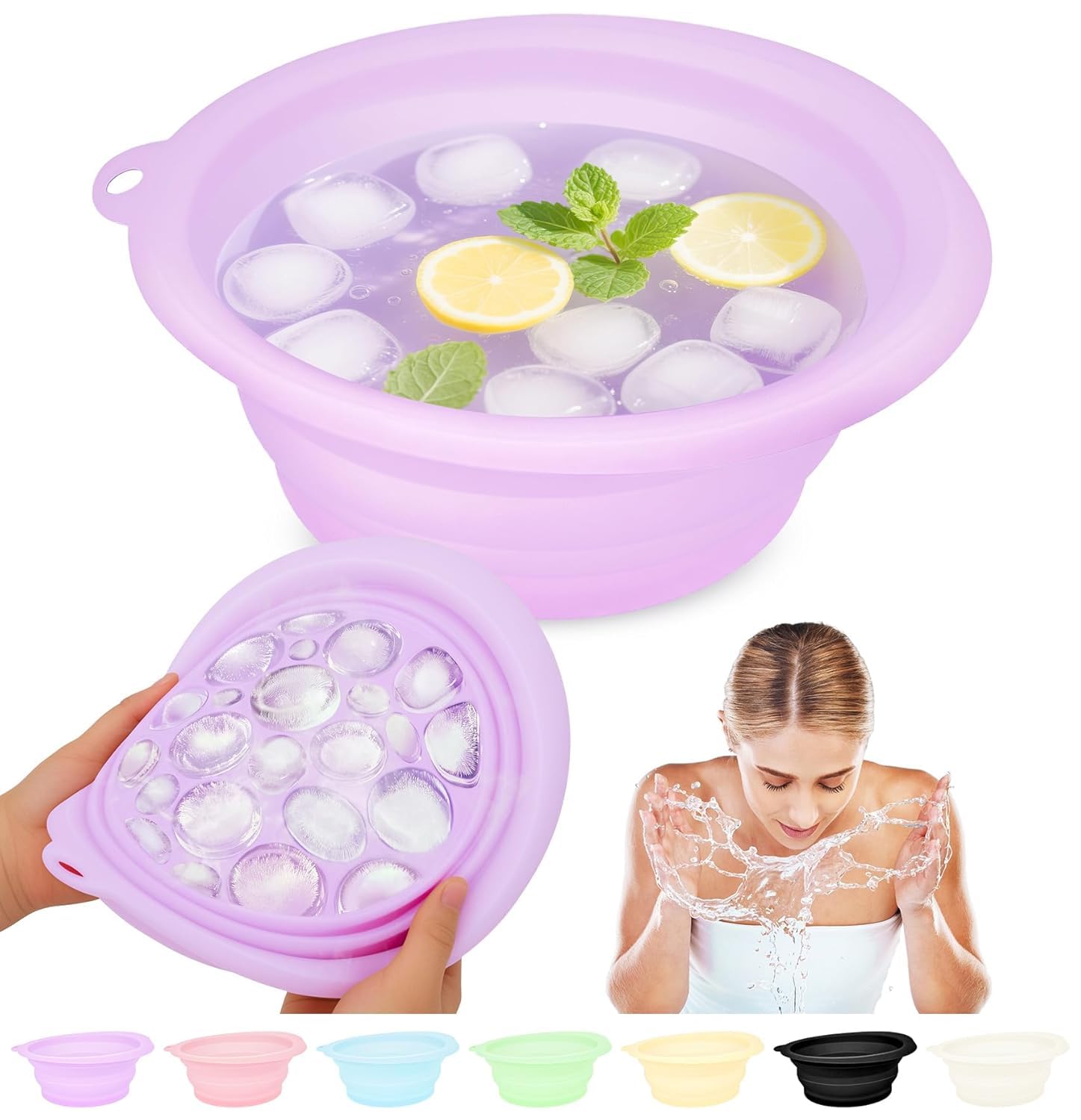Silicone Face Ice Bowl for Face Dip – Foldable with Built-In Ice Tray | BPA Free | Pore Tightening, Puffiness & Instant Glow | Collapsible Ice Bath Facial Bowl for Men & Women-image-44