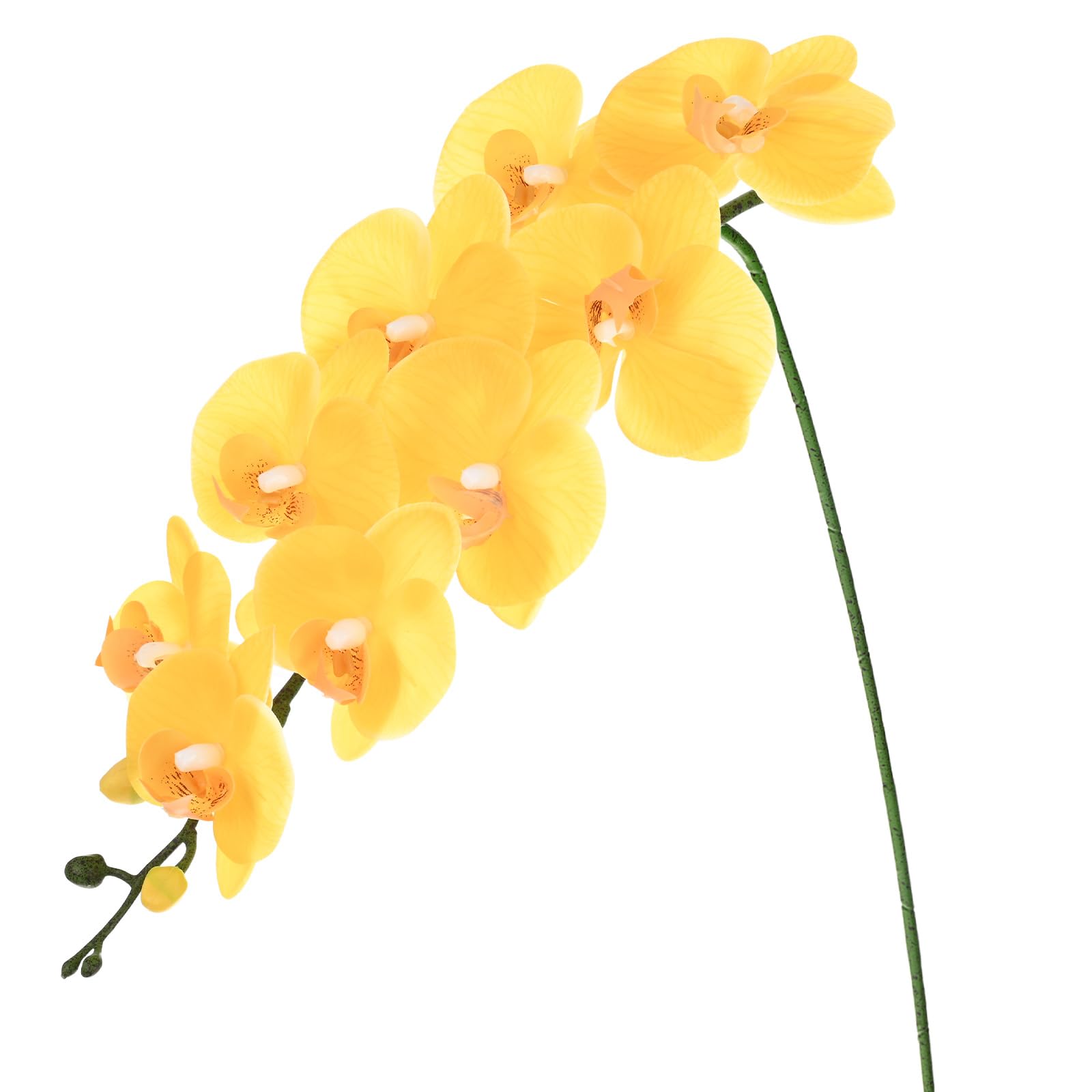 M METERXITY 1-Pack Artificial Orchid Flowers 9 Large Petals 37 Inch Faux Phalaenopsis Silk Bouquets Real Touch Yellow Fake Orchids for Home/Wedding/Christmas/Party/Garden Office