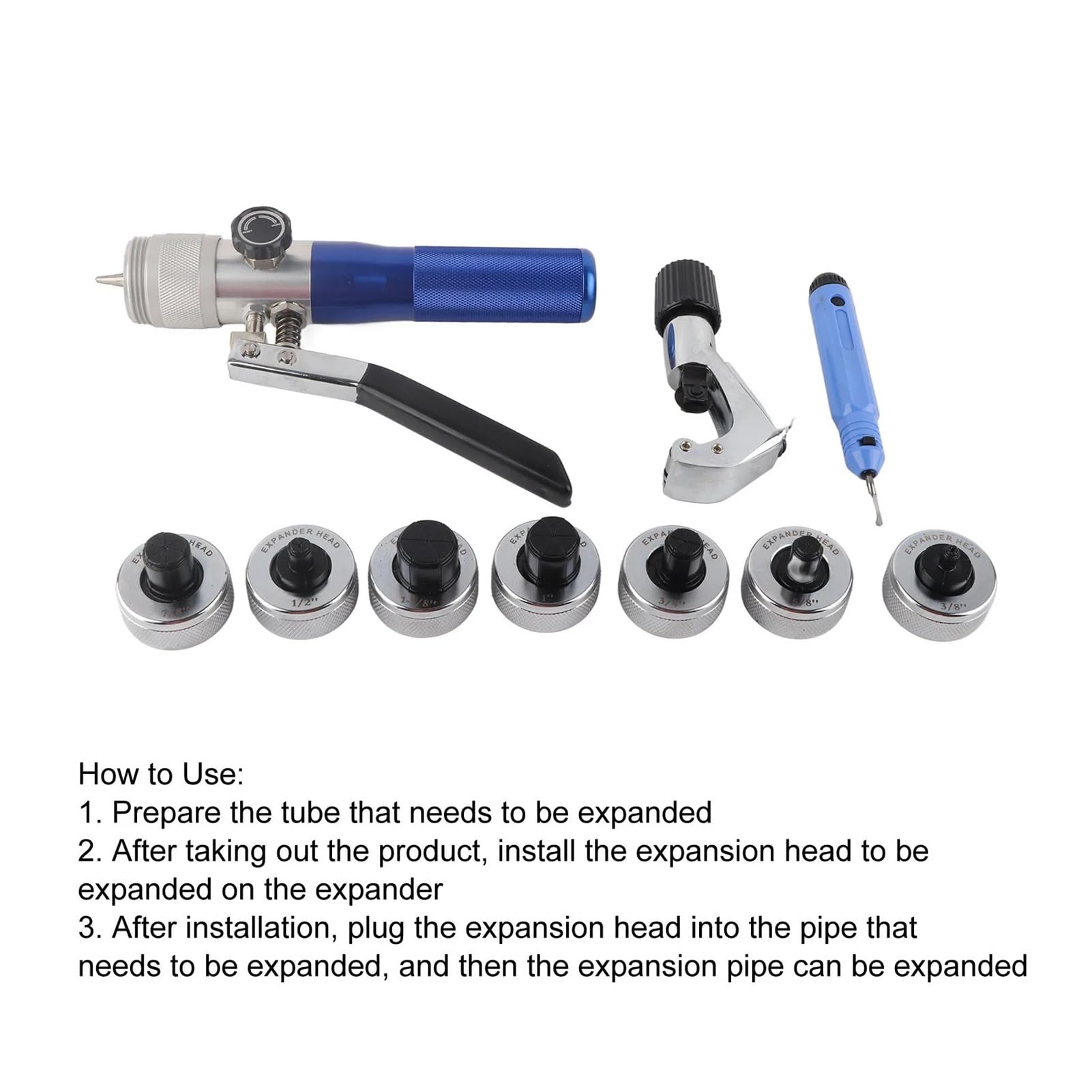 Expansor hidráulico de tubos de cobre y aluminio de varios tamaños (de 1/2 pulg. a 1 1/8 pulg.) - Kit de estiramiento de tubos CT-300A Amplia compatibilidad