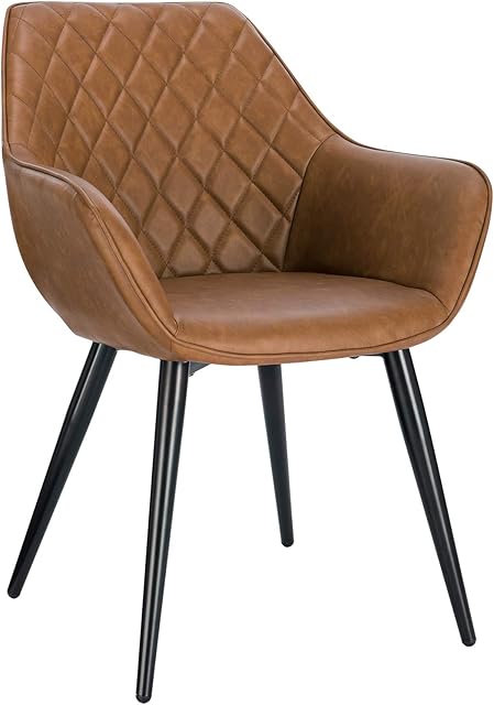WOLTU 1 X Dining Chair Brown Kitchen Reception Chair Faux Leather with Padded Seat,Chair with Arms and Back for Counter Lounge Living Room,BH251br-1