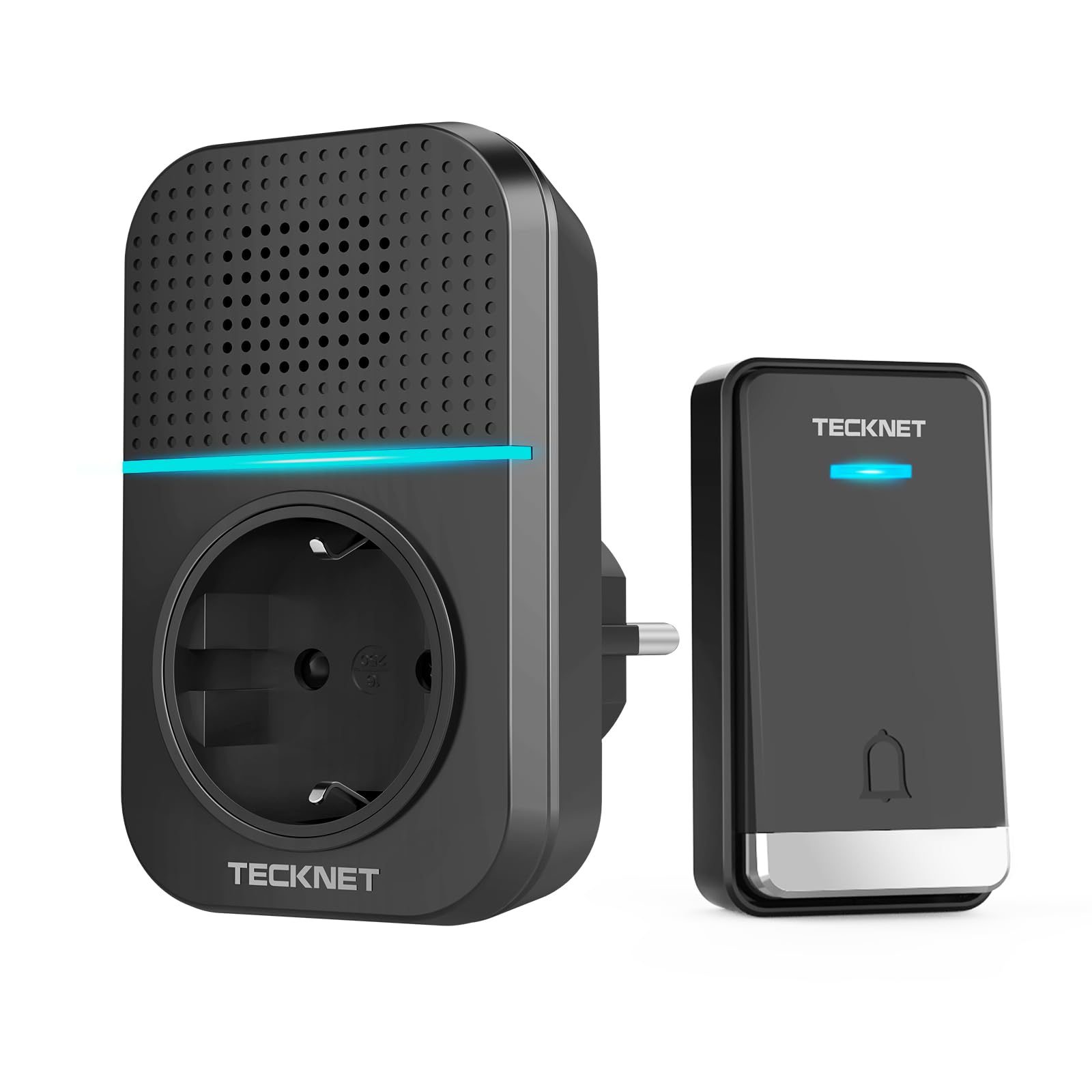 TECKNET Türklingel Batterielose, IP65 Wasserdicht Steckdosen-Funkklingel 400 Funk Türklingel