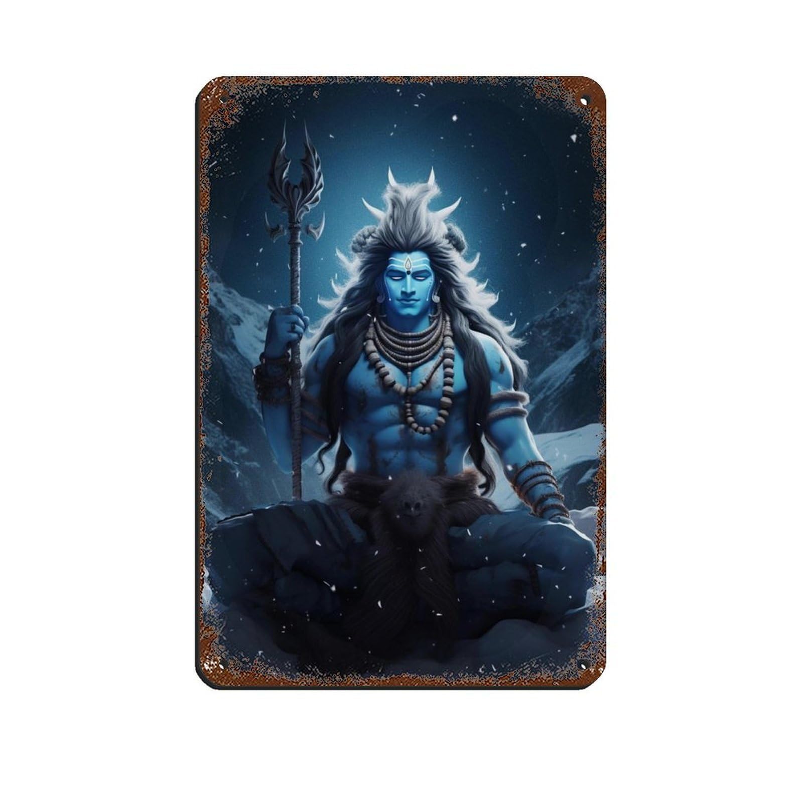 Hindu God Shiva Art, Gift For Her Tin Sign Vintage Metal Pub Club Cafe Bar Home Wall Art Decoration Poster Retro 8x12inch(20x30cm)