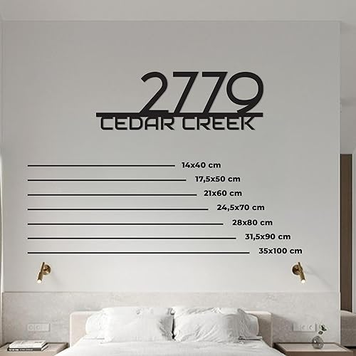 Miniatura 7 de Letrero de metal personalizado con número de casa, letrero decorativo de pared personalizado para dirección del hogar, placa moderna de acero