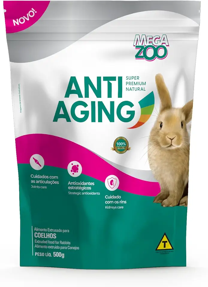 Ração Super Premium Megazoo EXTRUSADA ANTI AGING COELHO 500G ALIMENTO COMPLETO