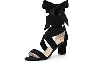 Strappy Heels for Women Chunky Heel Sexy Open Toe Lace Up Heels
