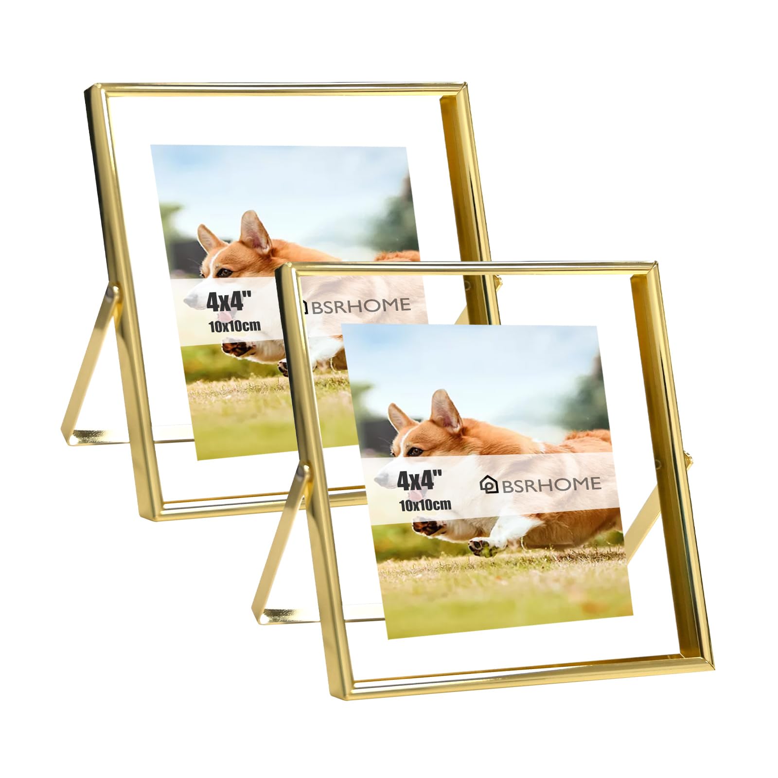 BSRHOME 4x4 Floating Picture Frames Set of 2 with Glass, 6x6 Photo