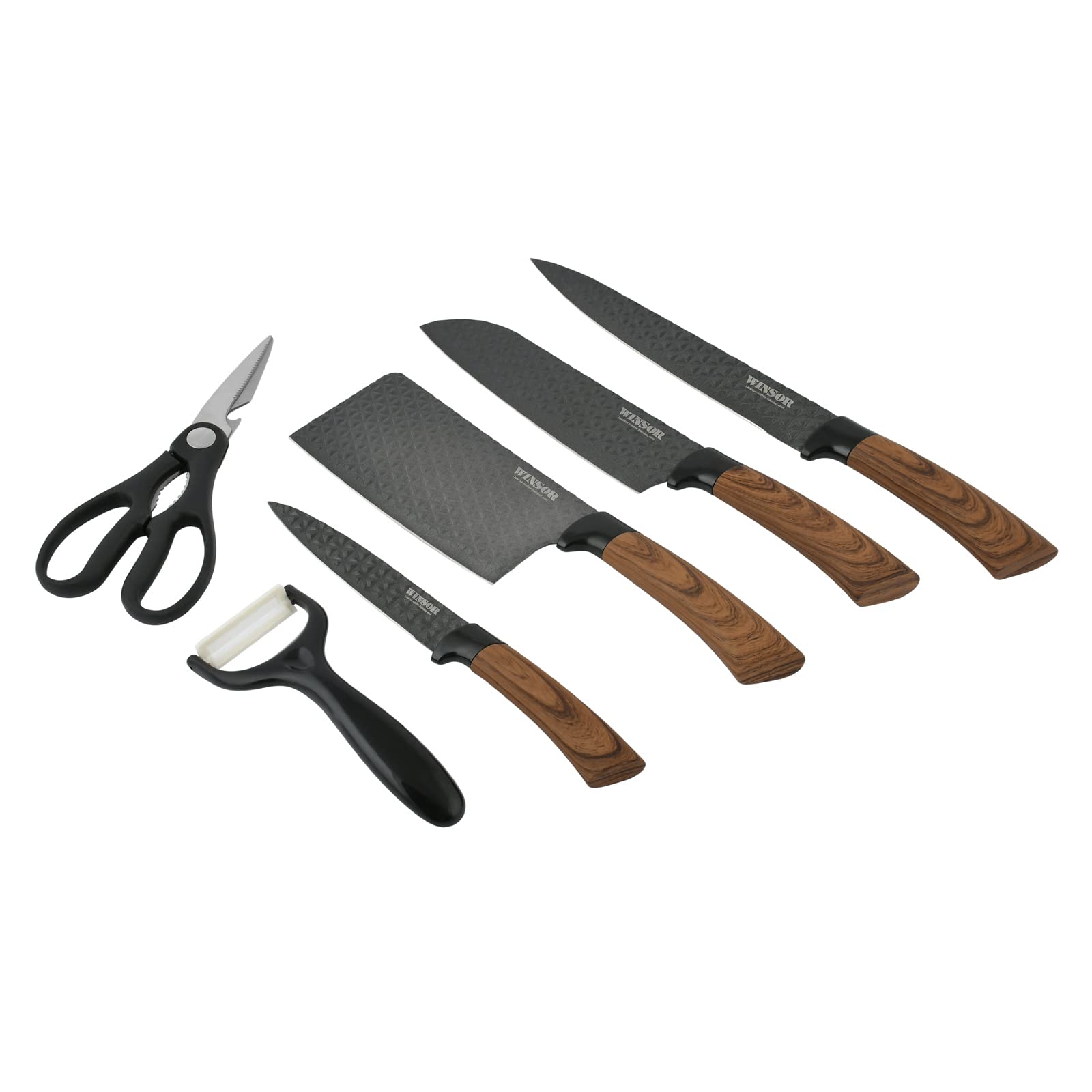 6pc Non Stick Knife Set, BLACK