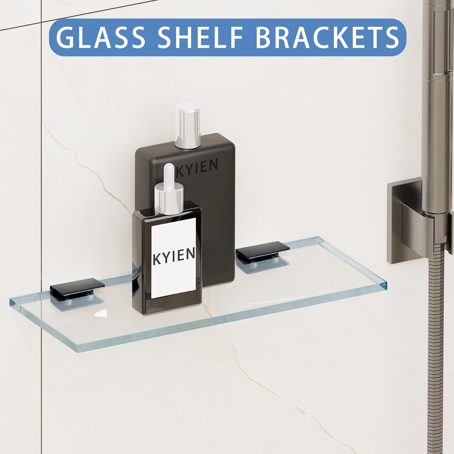 4Pcs 304 Stainless Steel Glass Shelf Clip Clamp Bracket Support Matte Black Adjustable Glass Clip Shelf Brackets Holder Support 0.3" to 0.5"/ 8 to 12mm Thick image 2