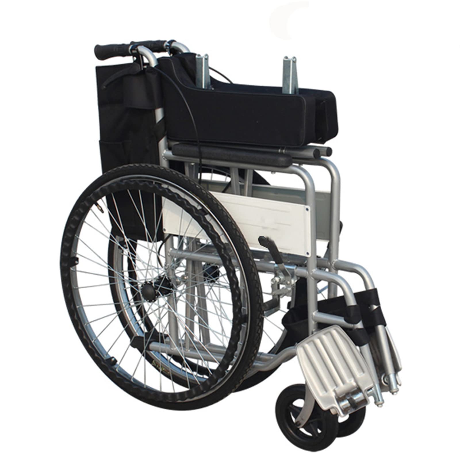 Silla de Ruedas,Silla de Ruedas Manual Ligera,Silla de Transporte Plegable con Reposapiés/Black