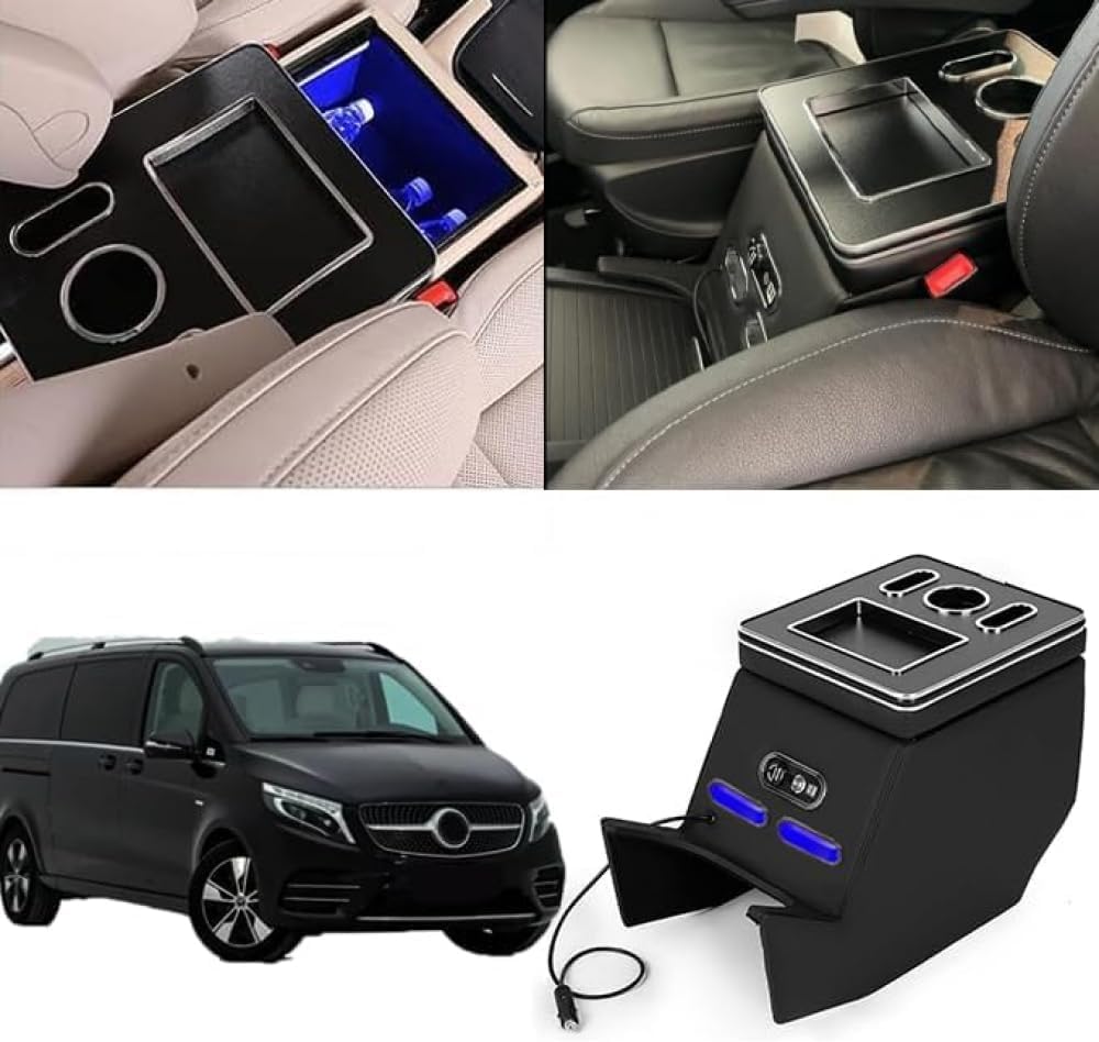 Hwganx Center Console Storage Box, Centre Console With Shelves Storage Compartment For Mercedes-Benz V-Class V220 V260 V250 W447 Storage Box With Usb And Cigarette Lighter