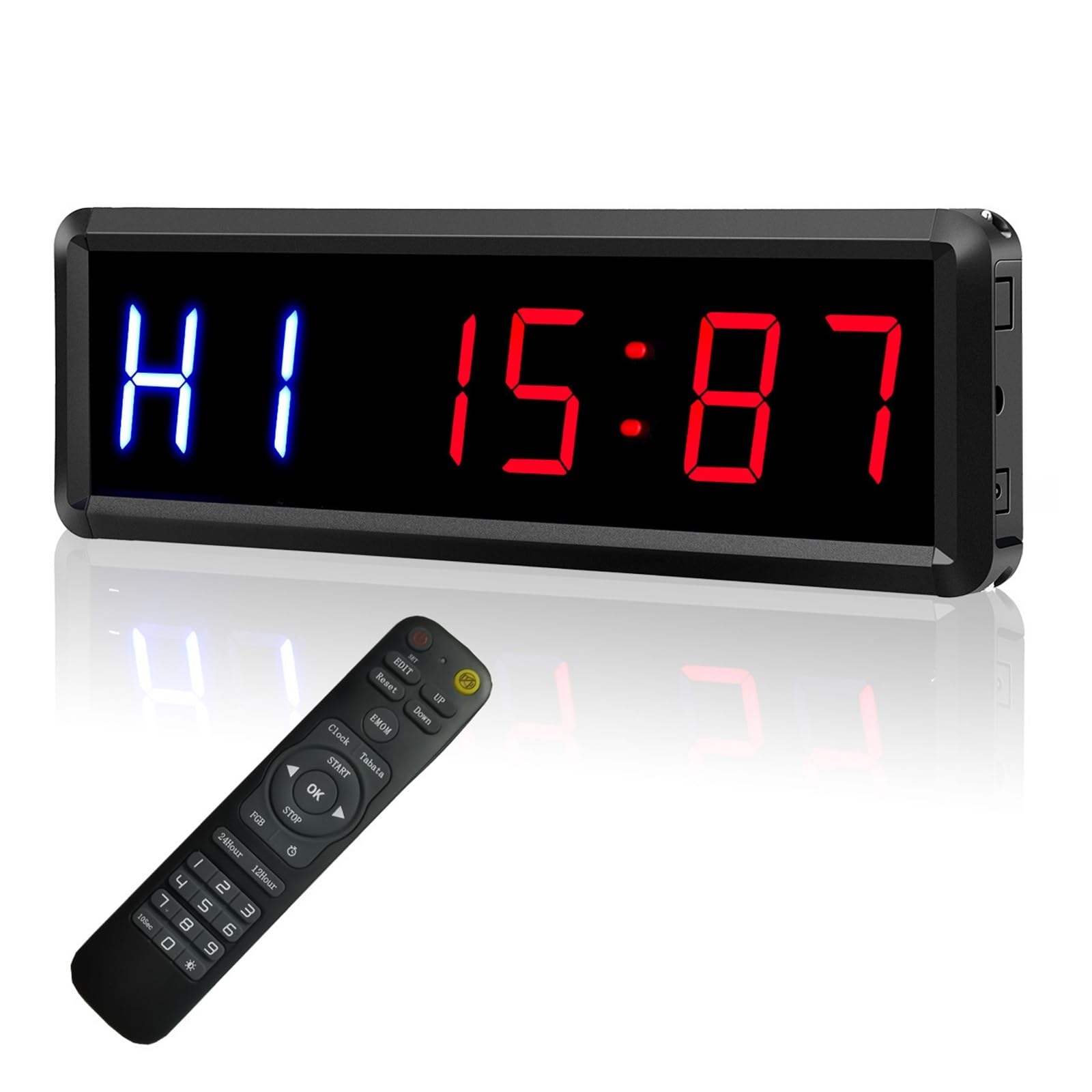Timer palestra, 1.8 "6 Cifre LED Intervallo Timer Conto Alla Rovescia/Up Orologio Cronometro Allenamento for Garage Palestra di Casa Sportivo(Blue and red metal)