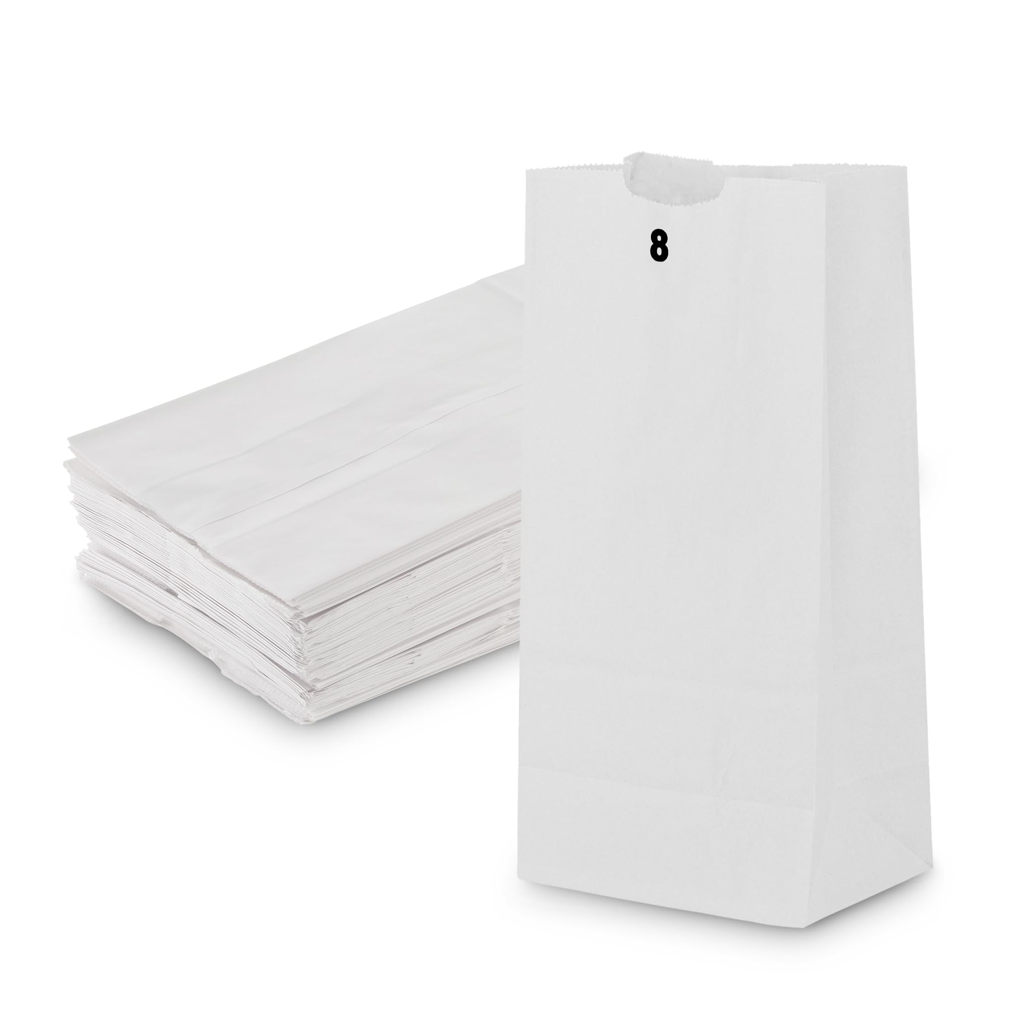 MT Products White Paper Bags 8 lbs. - Disposable Paper Lunch Bags Perfect for Shopping - Pack of 1000