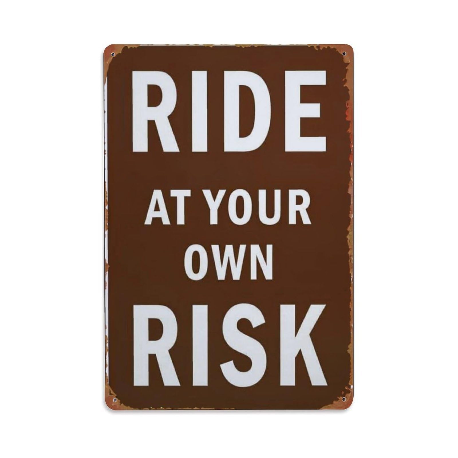 Jdfenggu Vintage Ride At Your Own Risk Retro Metal Tin Sign, Decor Art Poster For Bar, Home, Man Cave, Kitchen, Laundry Room Gift 8X12inch