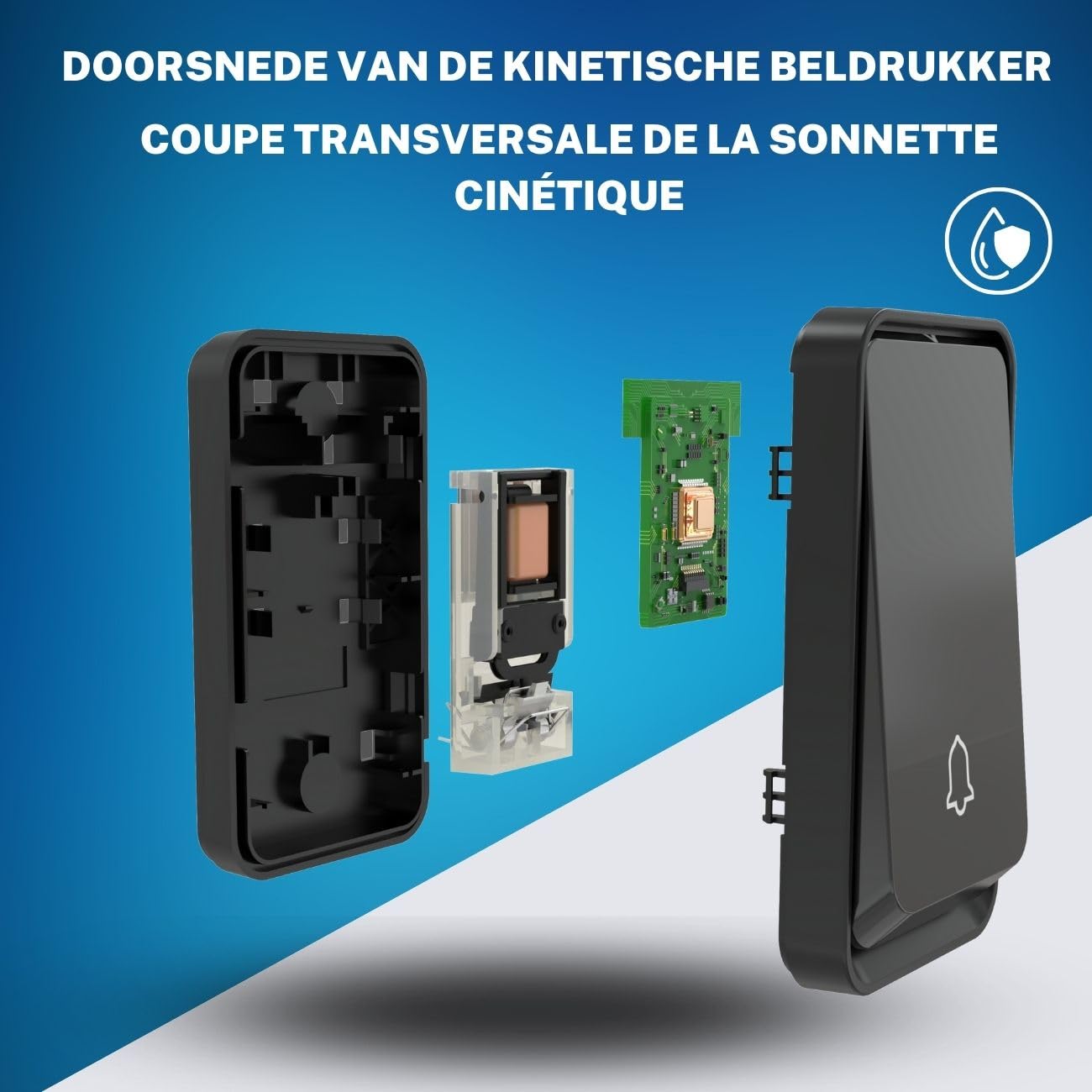 Timbre Inalámbrico 5 Receptor IP65 Impermeable 100m Timbre Inalámbrico Exterior, 4 Niveles de Volumen (0-110dB) y 51 Melodías para Hogar. No Necesita Batería