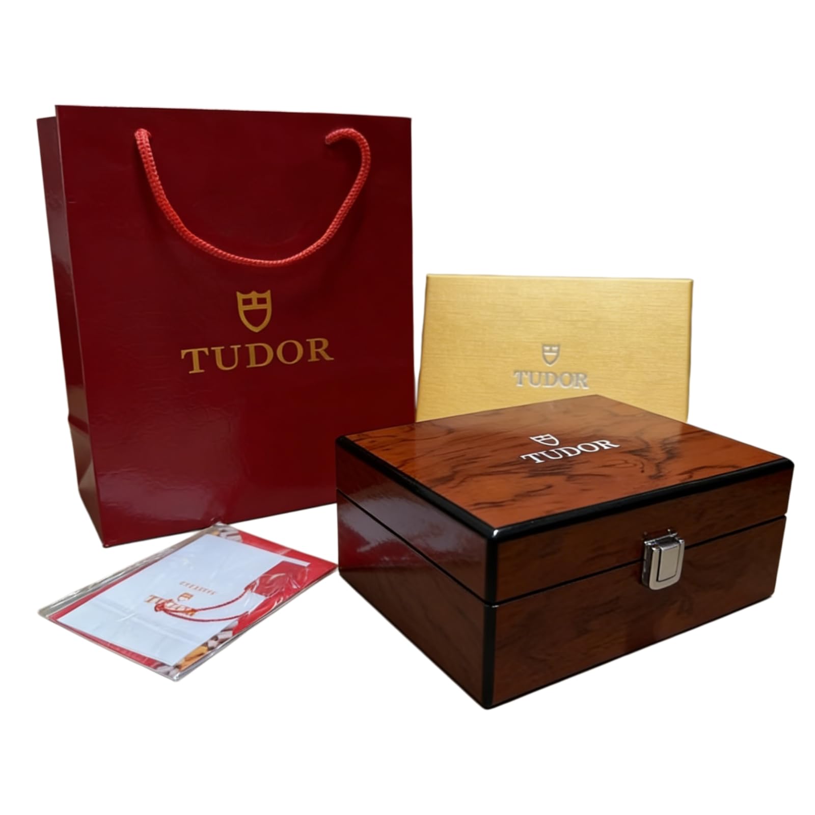Organizer Orologi Legno Alta Lucentezza Vetrina Espositrice Orologio Singolo Borsa Rossa Scatola per Tudor Style