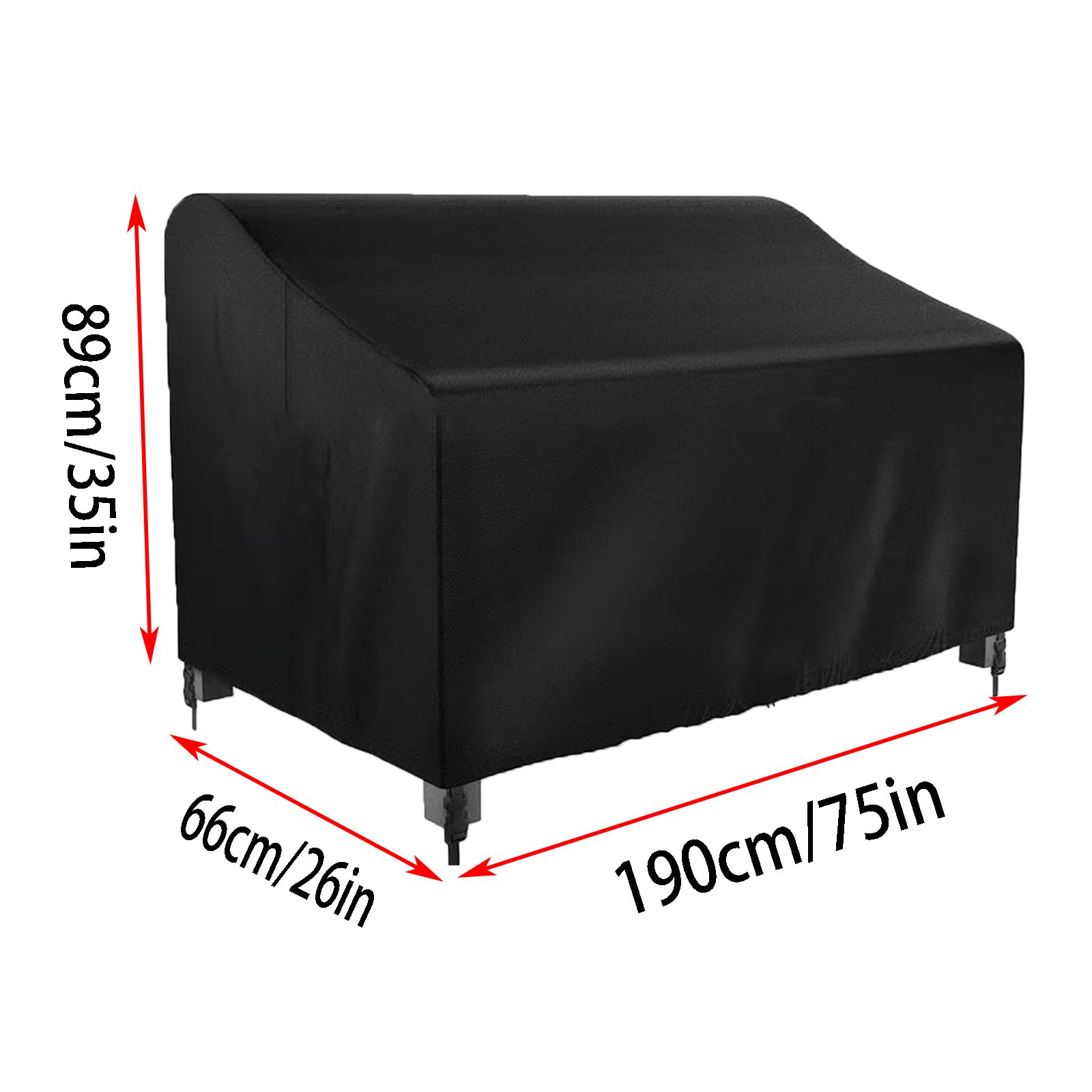 Outdoor Gartenbank und Aufbewahrungsbox Abdeckung Wasserdicht 420D UV-beständig Winddicht Langlebig Wetterfest Möbelschutz 190 x 66 x 89 cm